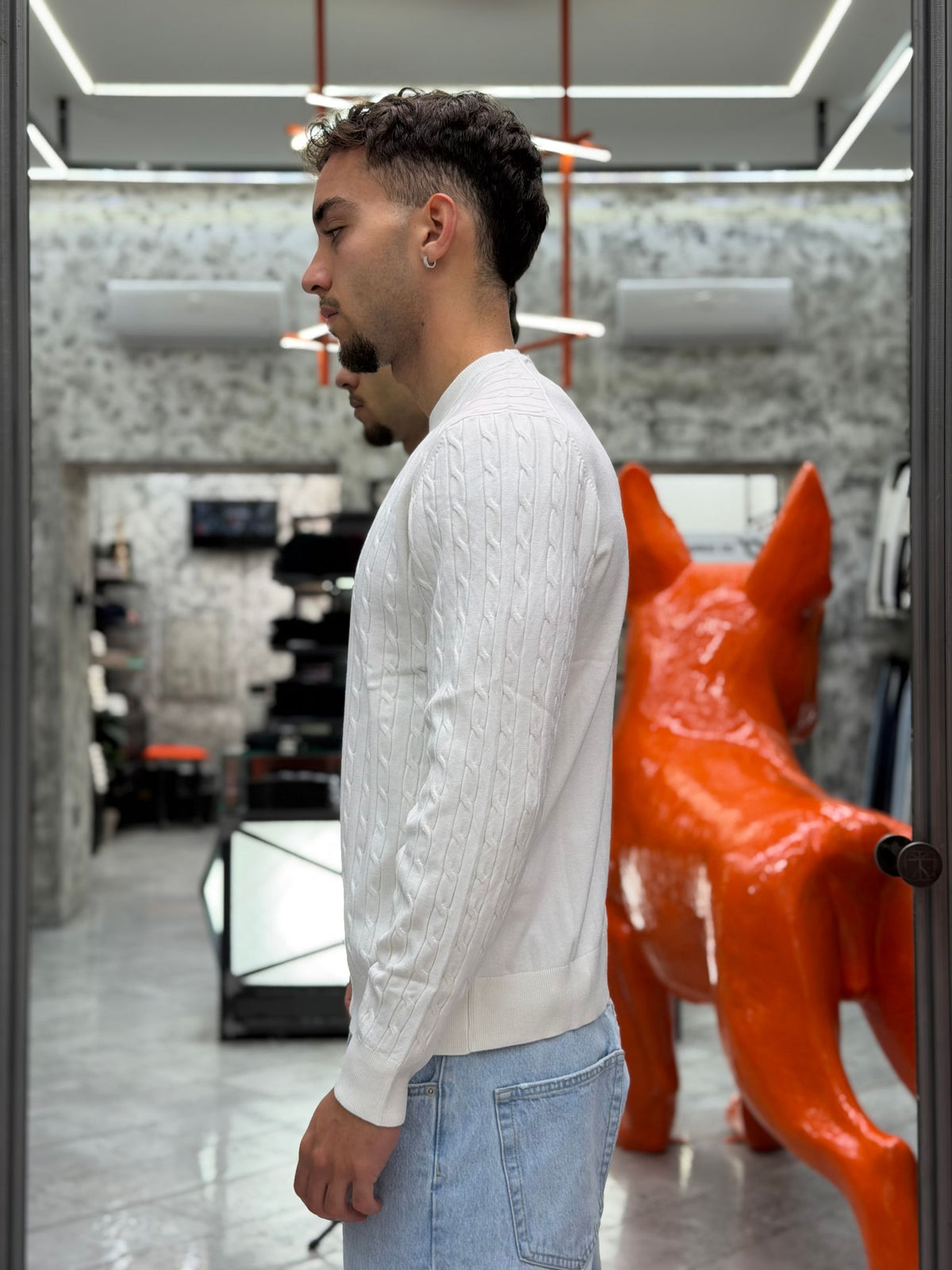 MAGLIA GIROCOLLO TRAMA TRECCIA FINEZZA 12 IN MORBIDA VISCOSA - SLIM FIT MK2900041.LAT