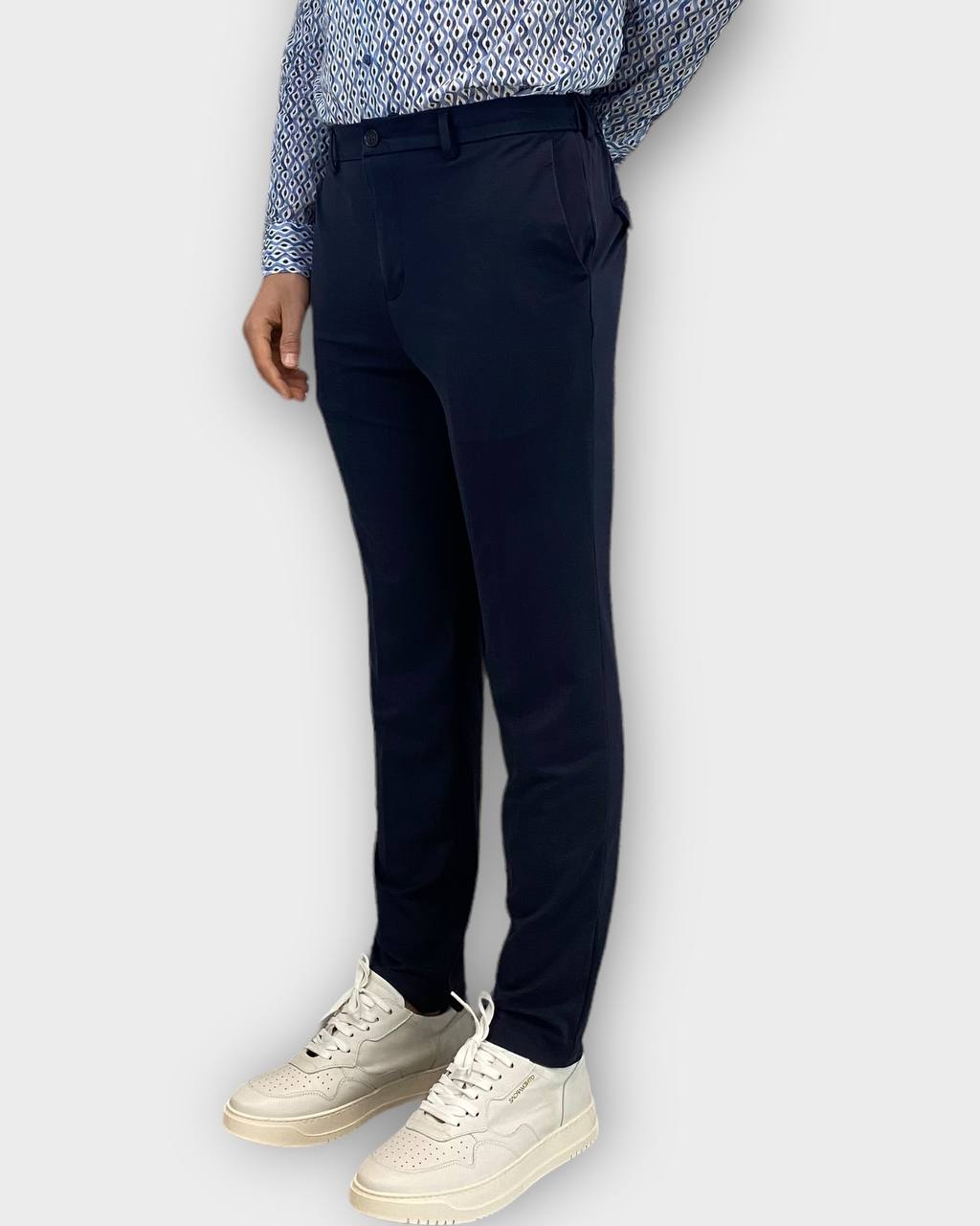 PANTALONE CON LACCIO INTERNO DA ABITO IN PUNTO MILANO ELASTICIZZATO - TASCA AMERICA - RELAXED FIT