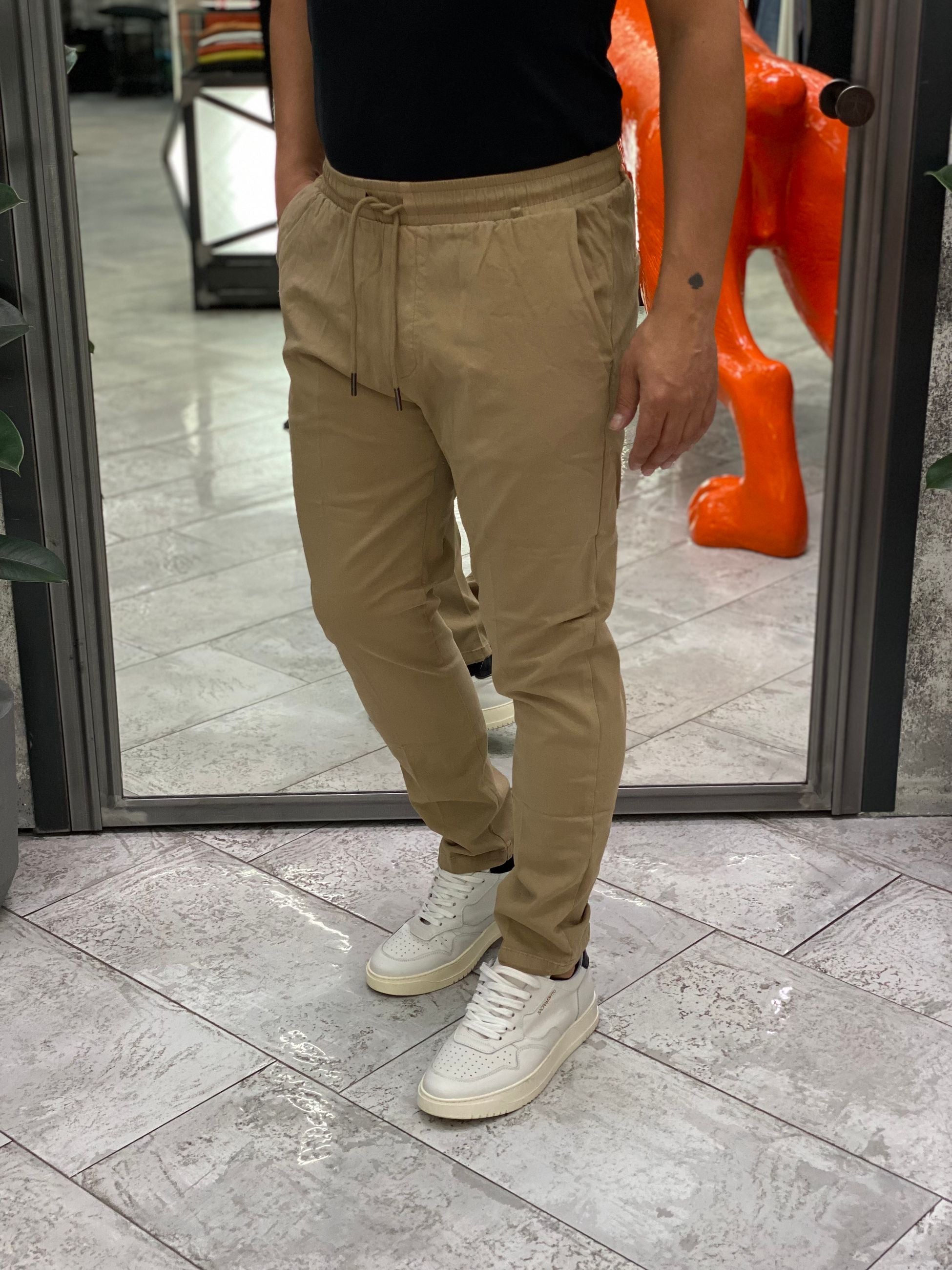 PANTALACCIO LEONARD IN CALDO COTONE ELASTICIZZATO CON COULISSE IN VITA - REGULAR FIT GL5109BD-F25.CAM