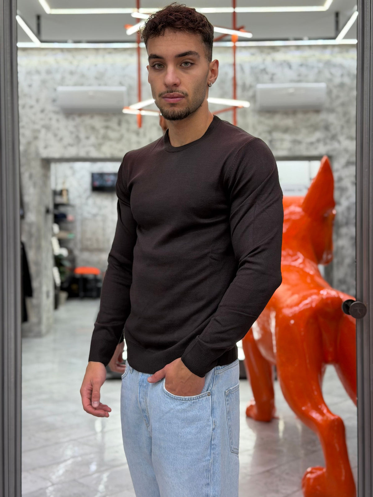 MAGLIA GIROCOLLO BASIC IN MORBIDA VISCOSA - REGULAR FIT MI3330SS.MOR