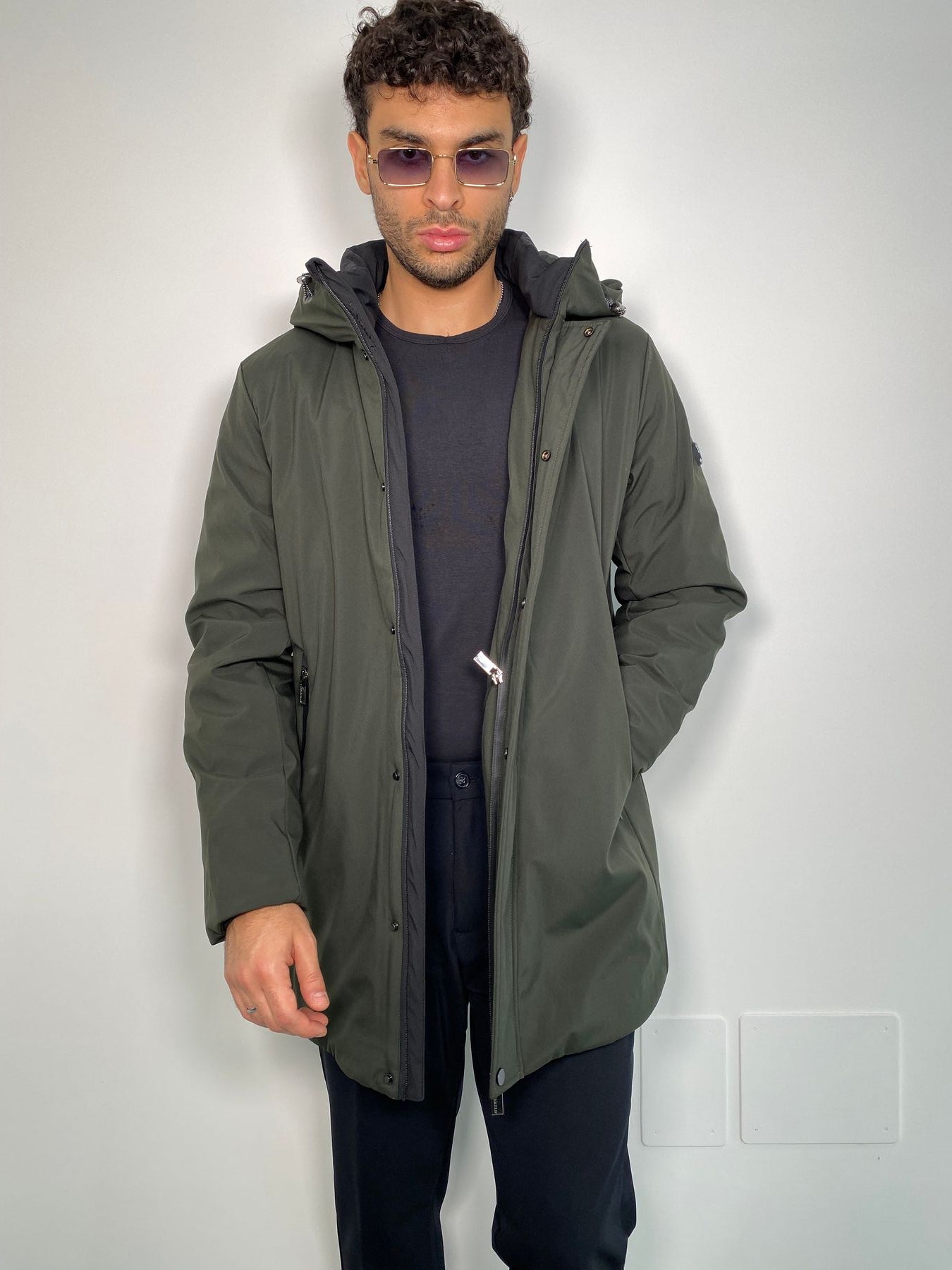 PARKA LUNGO CON CAPPUCCIO IN TESSUTO TECNICO WATERPROOF & WINDPROOF - REGULAR FIT