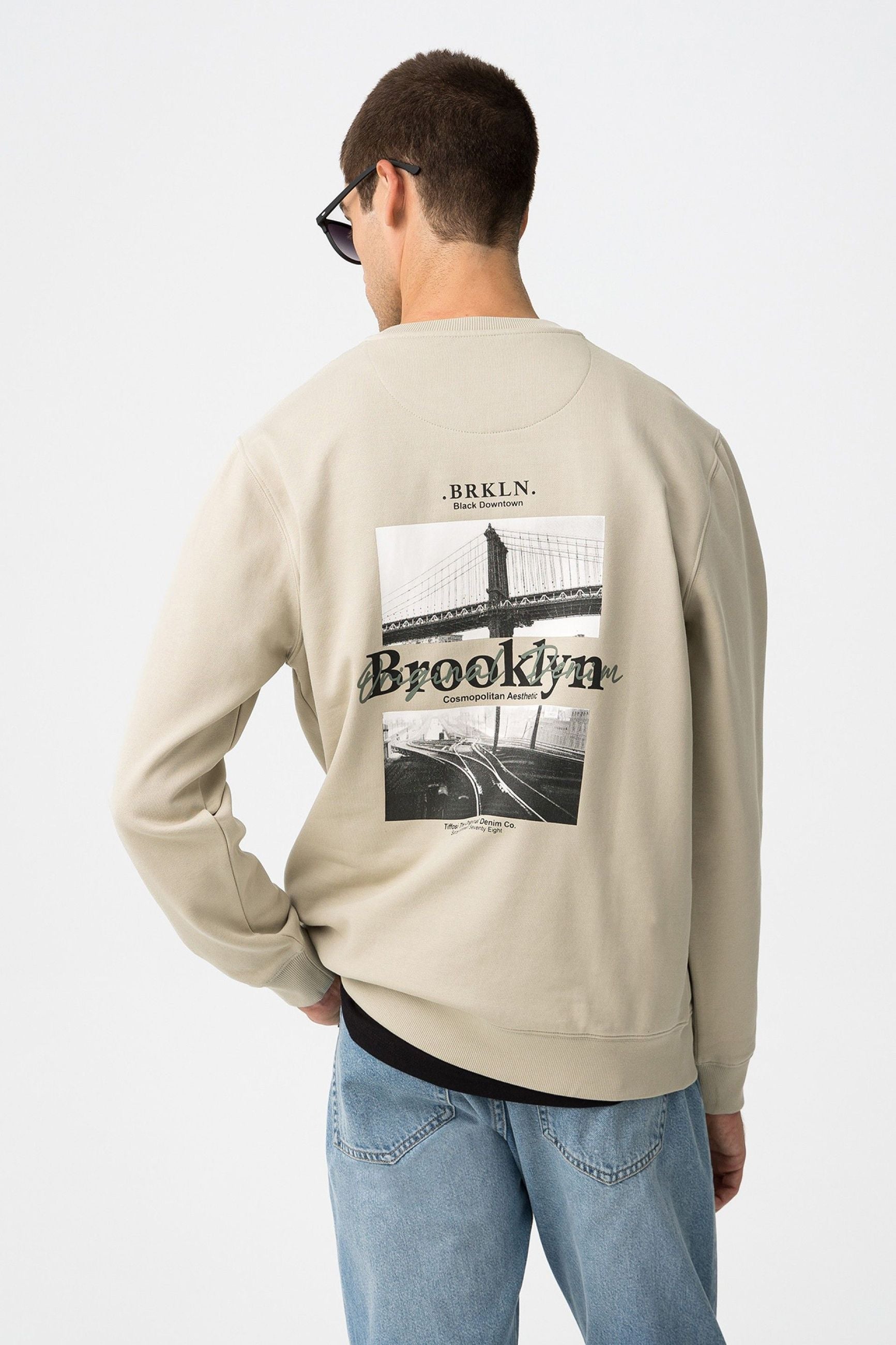 FELPA WELLS GIROCOLLO CON STAMPA BROOKLYN SUL RETRO - COMFORT FIT 10061516