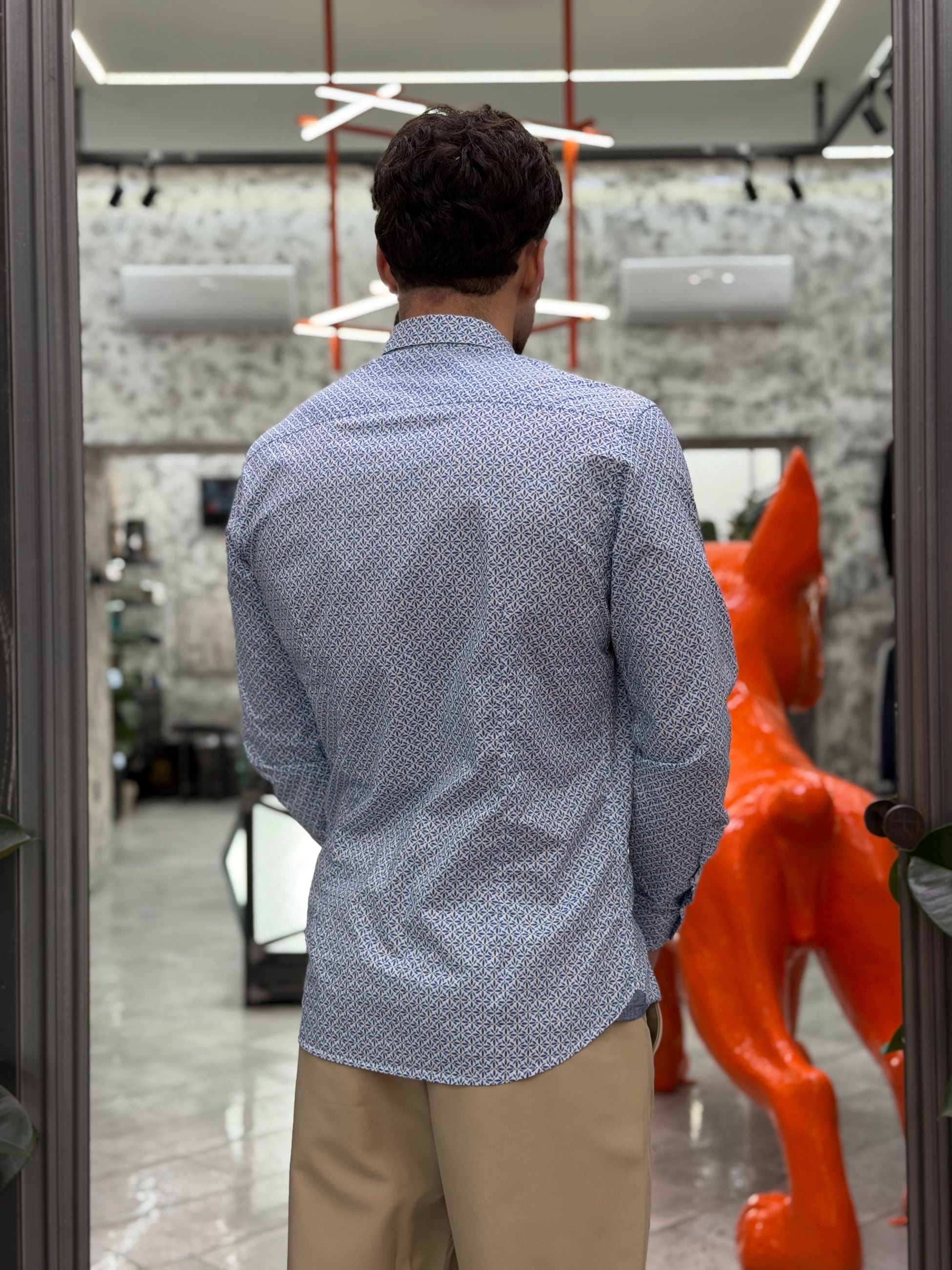 CAMICIA MANICA LUNGA IN COTONE MICRO FANTASIA - REGULAR FIT FIO4237