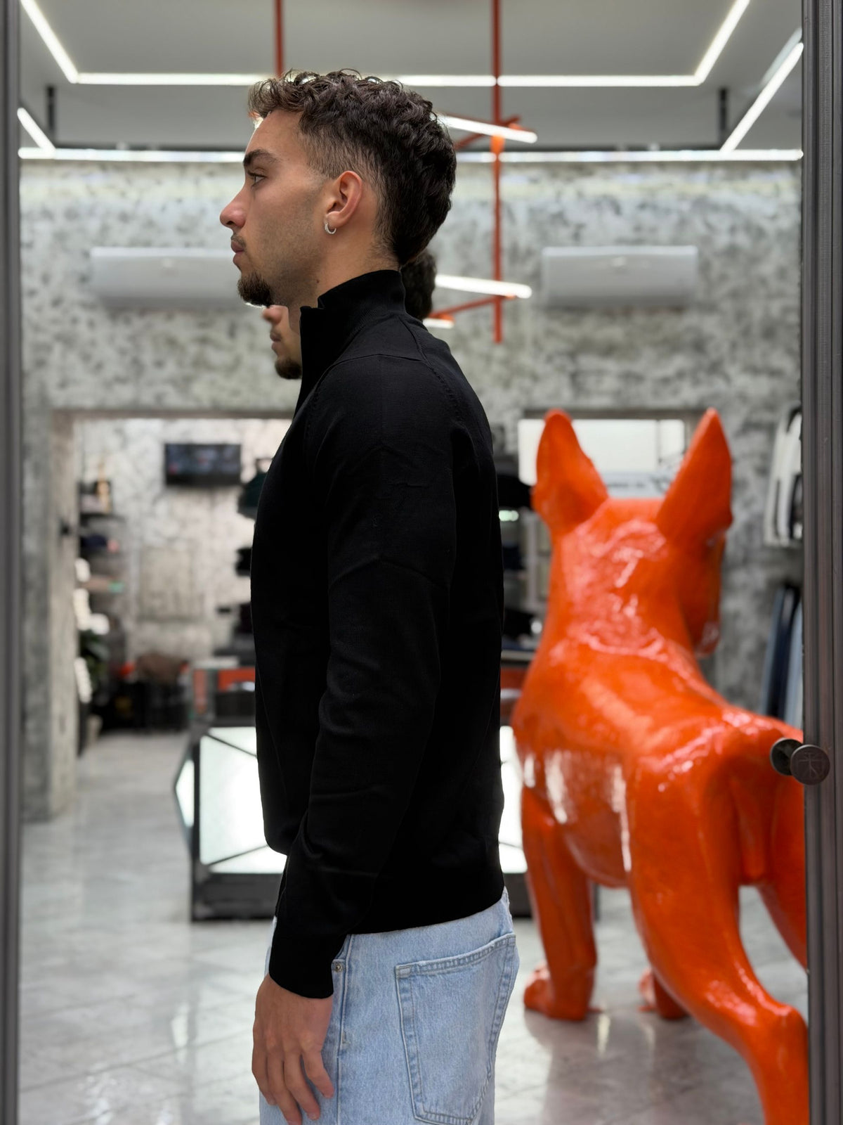 MAGLIA MEZZA ZIP FINEZZA 12 IN MORBIDA VISCOSA - SLIM FIT MK9900018.NER
