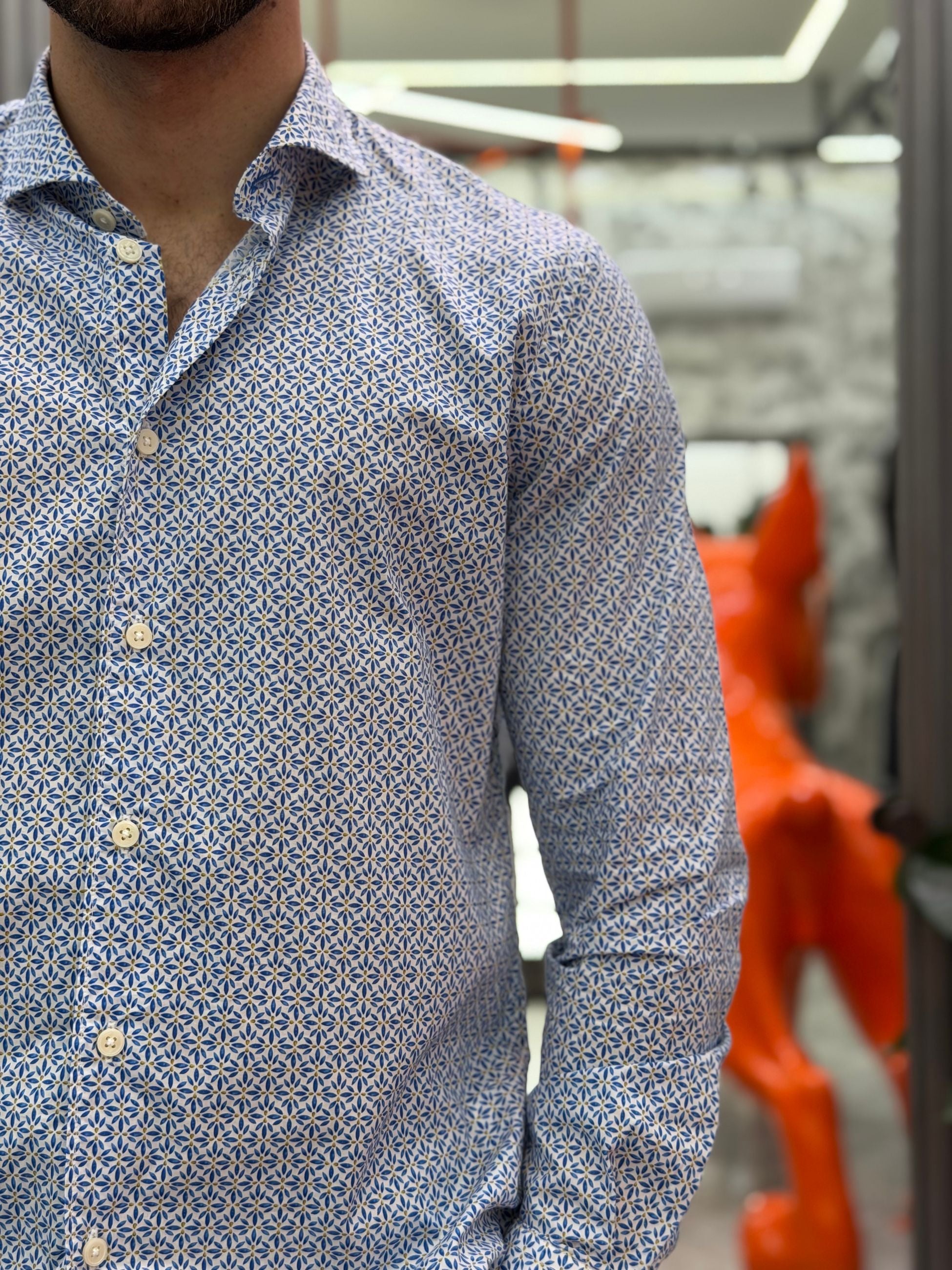 CAMICIA MANICA LUNGA IN COTONE MICRO FANTASIA - REGULAR FIT FIO4237