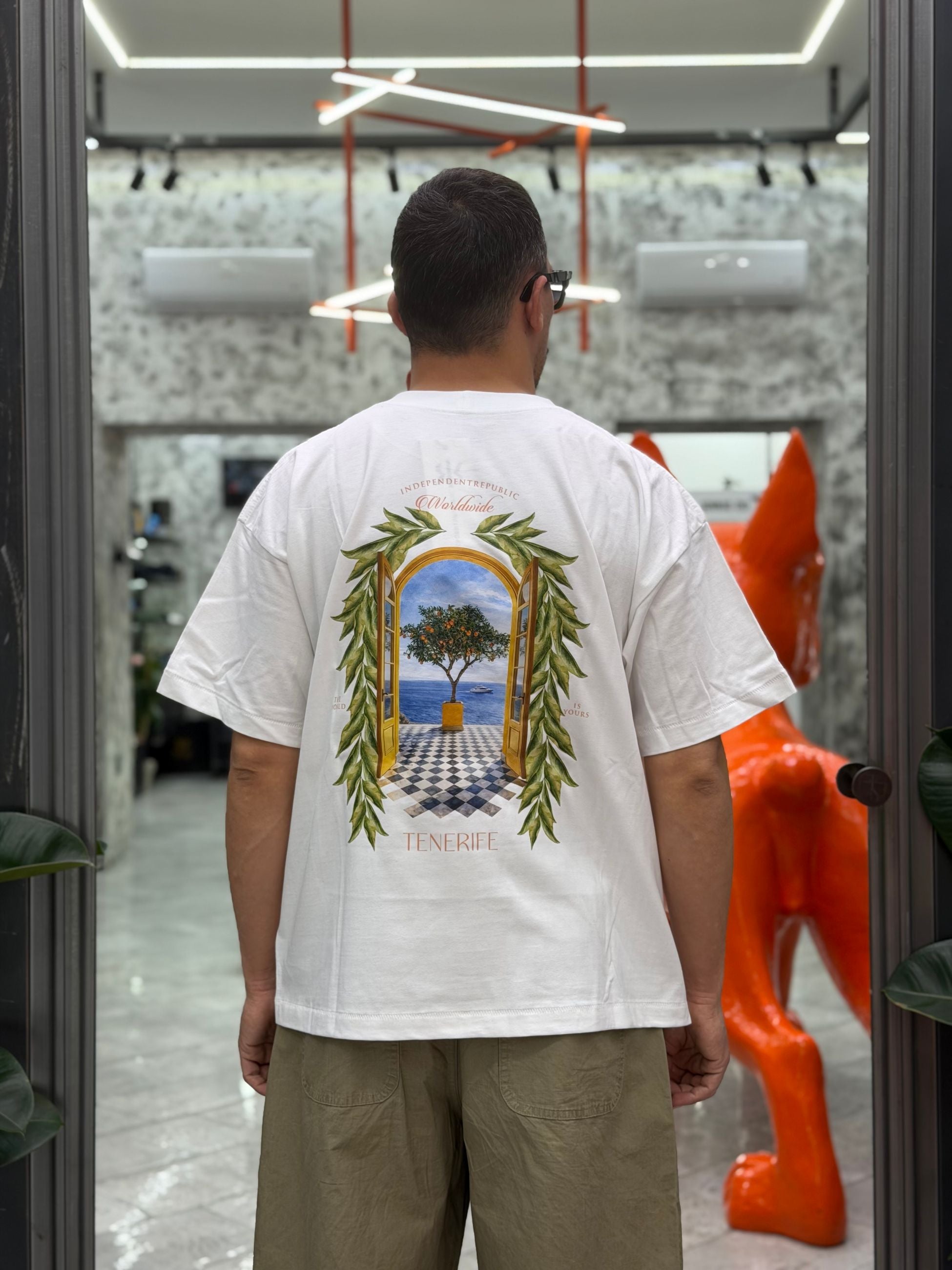 T-SHIRT TENERIFE BOXY/CROPPED FIT CON STAMPA SUL RETRO TENERIFE.BIA