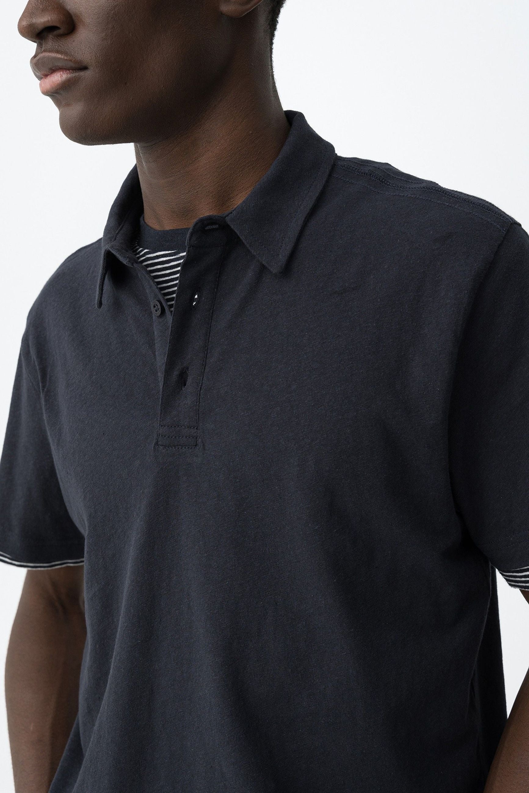 POLO FOREST IN MISTO LINO/COTONE - REGULAR FIT 10065753.BLU