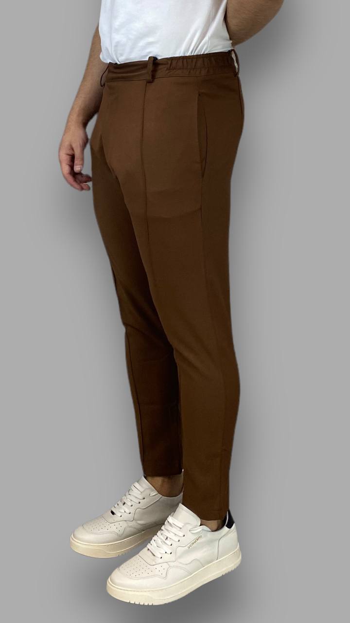 PANTALONI IN VISCOSA CON RIGA CENTRALE E COULISSE SUI FIANCHI - SLIM FIT