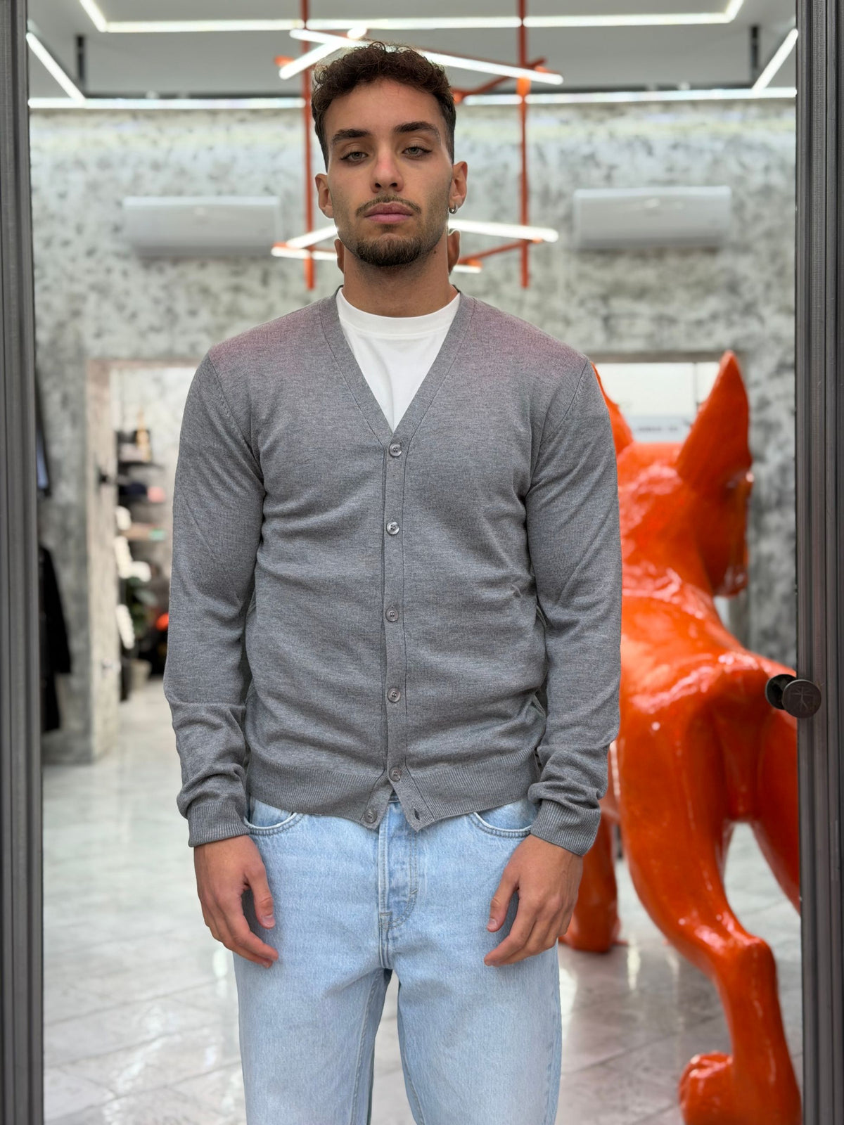 CARDIGAN BASIC IN MORBIDA VISCOSA - REGULAR FIT MI3335SS.GRI