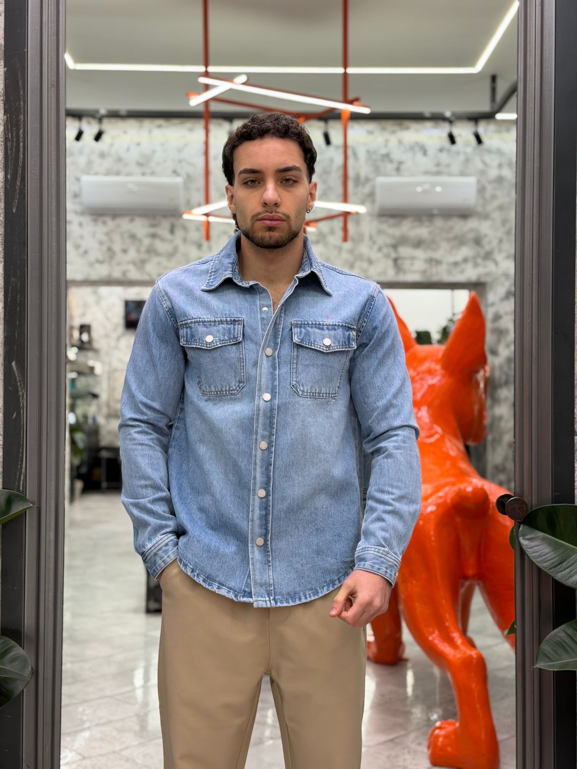 OVERSHIRT IN JEANS CON TASCHE A TOPPA E BOTTONI AUTOMATICI - REGULAR FIT GL6293Q-S26