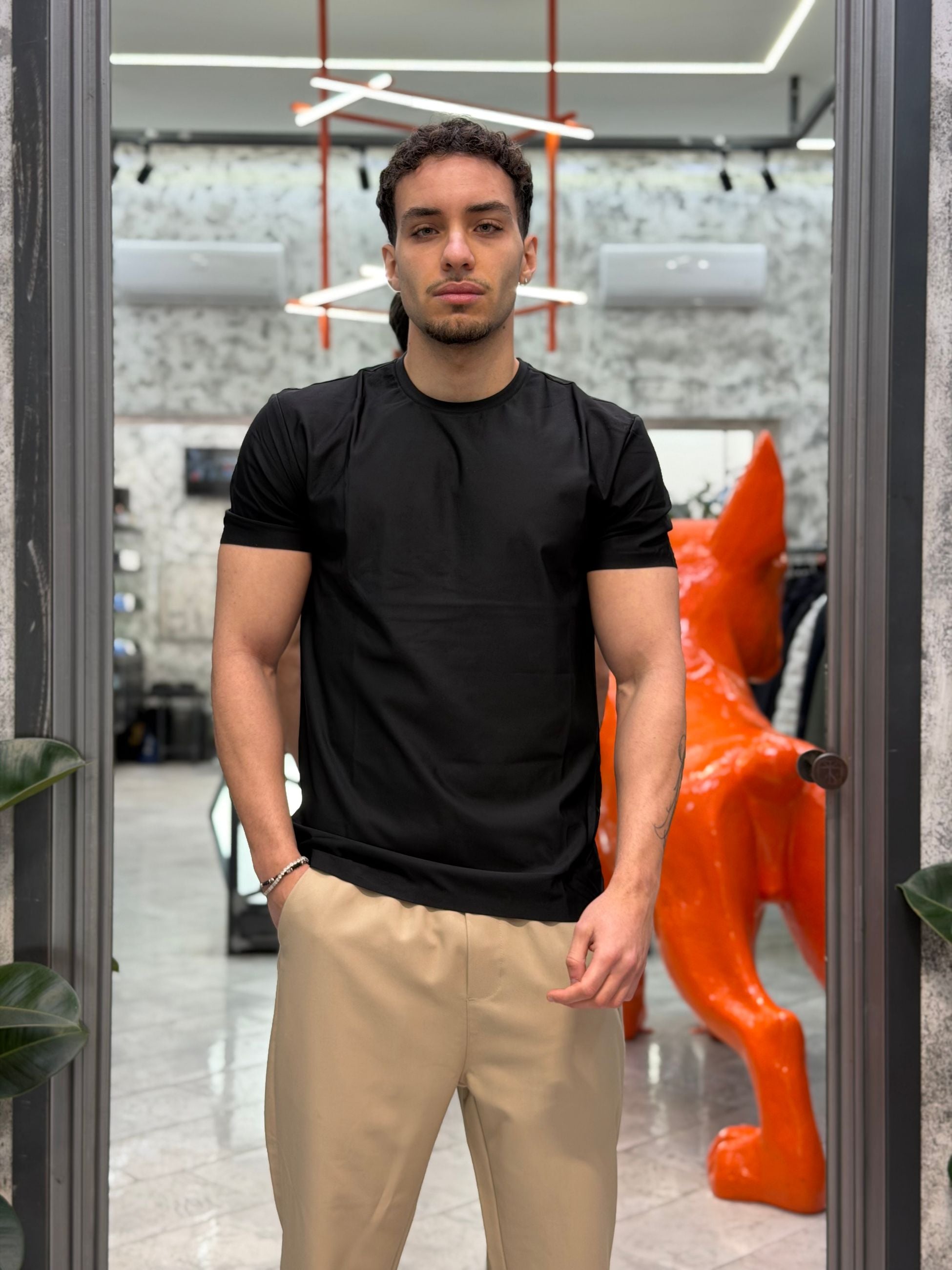 T-SHIRT BASIC IN TESSUTO TECNICO NO STIRO - SLIM FIT GL1001TB-S26.NER