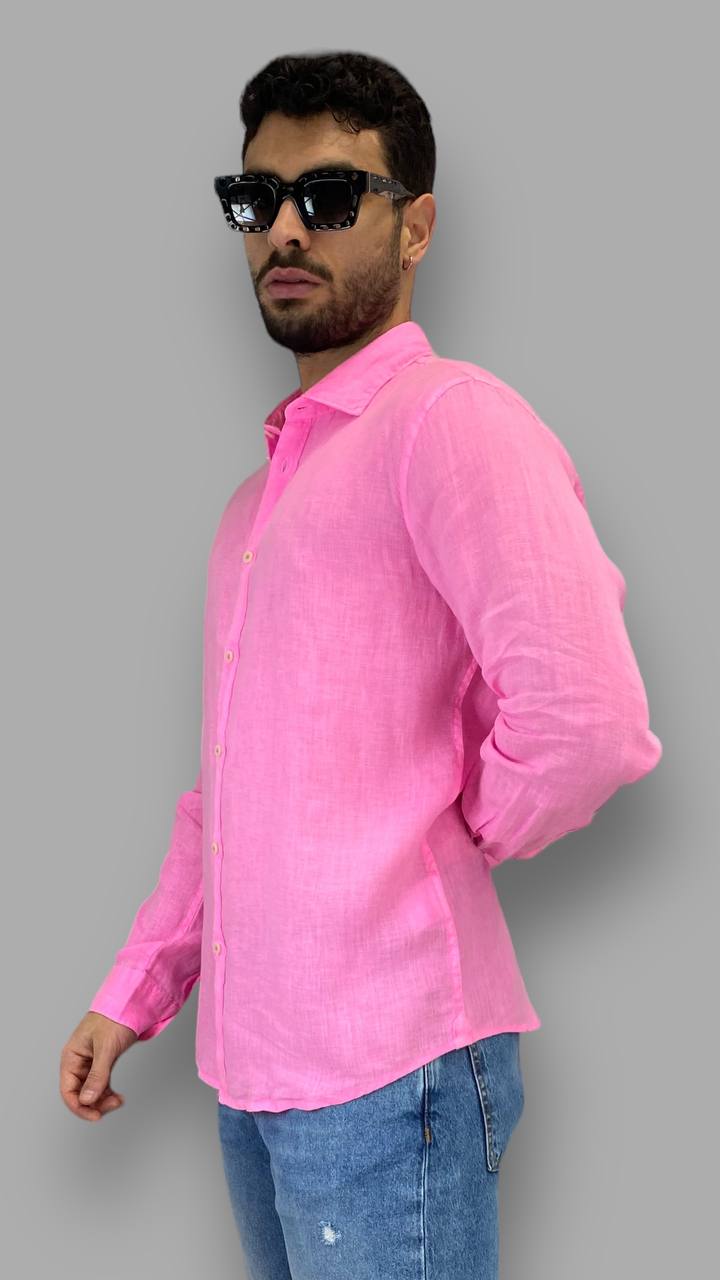 CAMICIA IN 100%LINO FLUO TINTA UNITA - REGULAR FIT / + COLORI