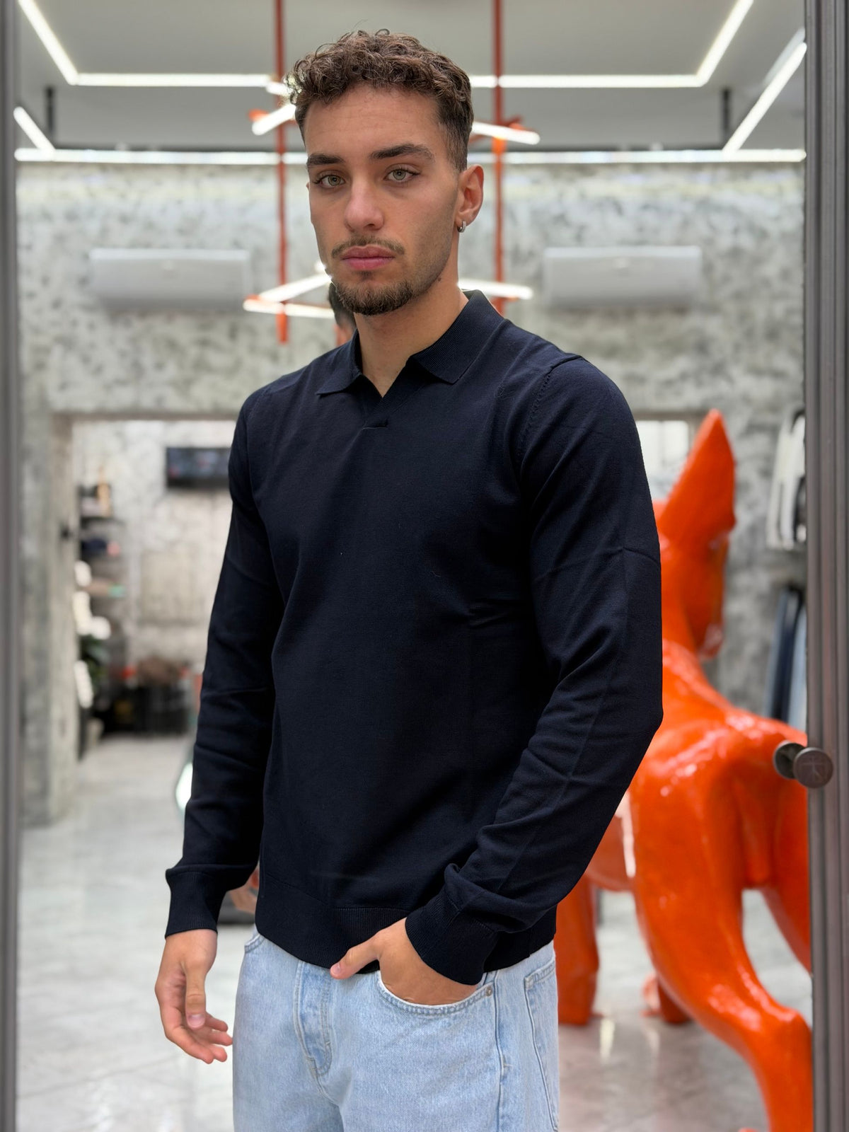 POLO DERBY MANICA LUNGA FINEZZA 12 IN MORBIDA VISCOSA - SLIM FIT MK2900005.BLU