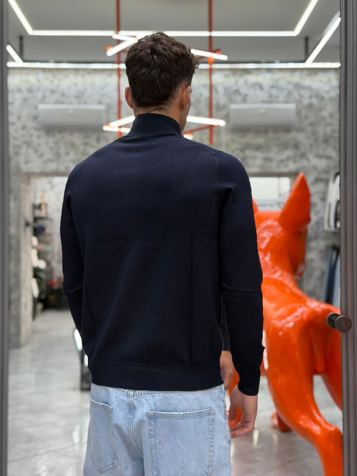 MAGLIA APERTA CON ZIP IN MISTO LANA/VISCOSA - SLIM FIT MK20016.BLU