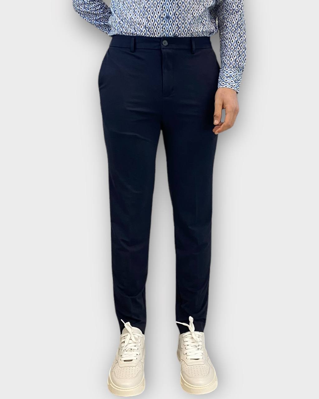 PANTALONE CON LACCIO INTERNO DA ABITO IN PUNTO MILANO ELASTICIZZATO - TASCA AMERICA - RELAXED FIT