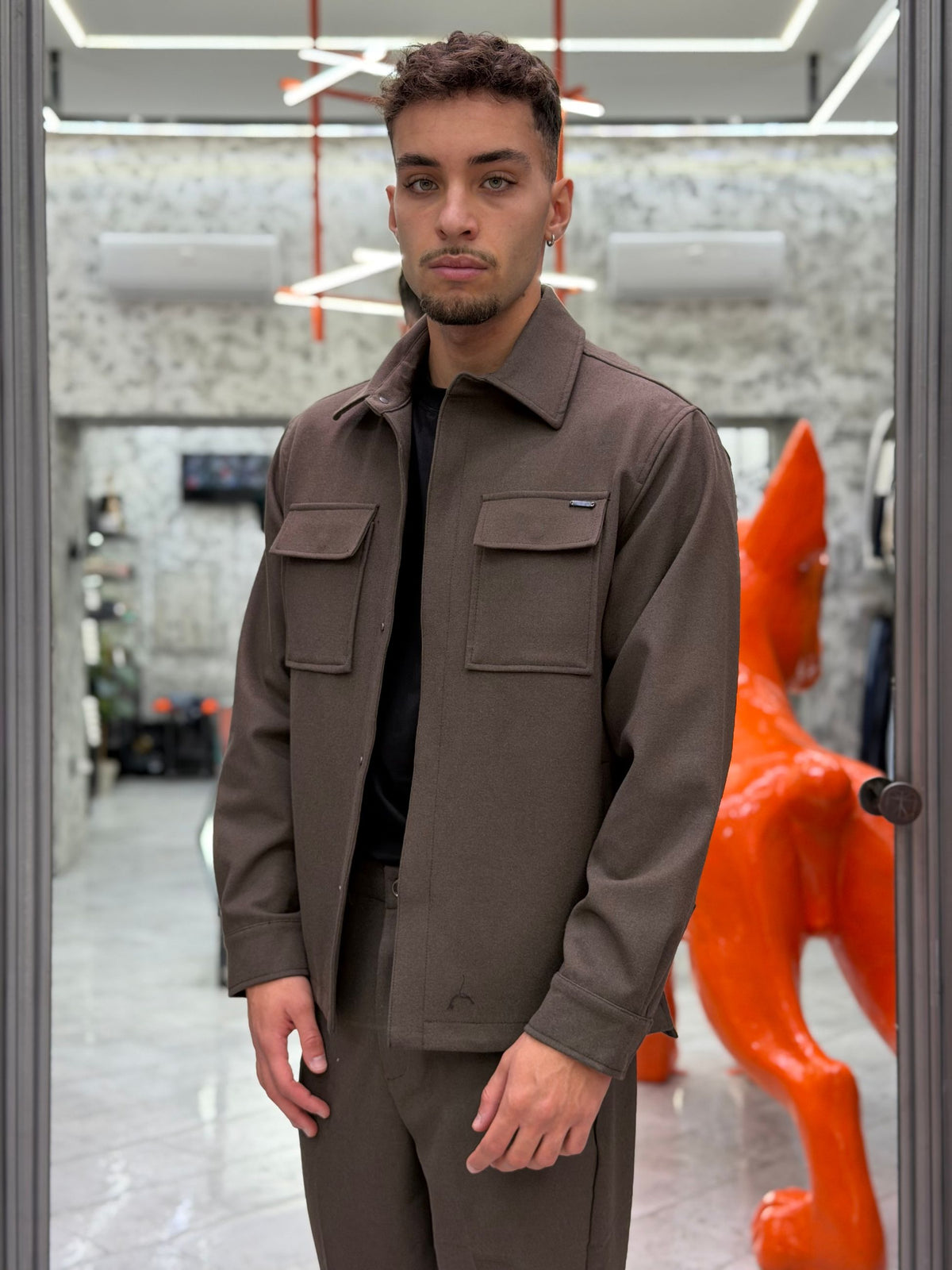 OVERSHIRT DA COMPLETO CON TASCHE E BOTTONI AUTOMATICI A SCOMPARSA - REGULAR FIT GL9851.COF