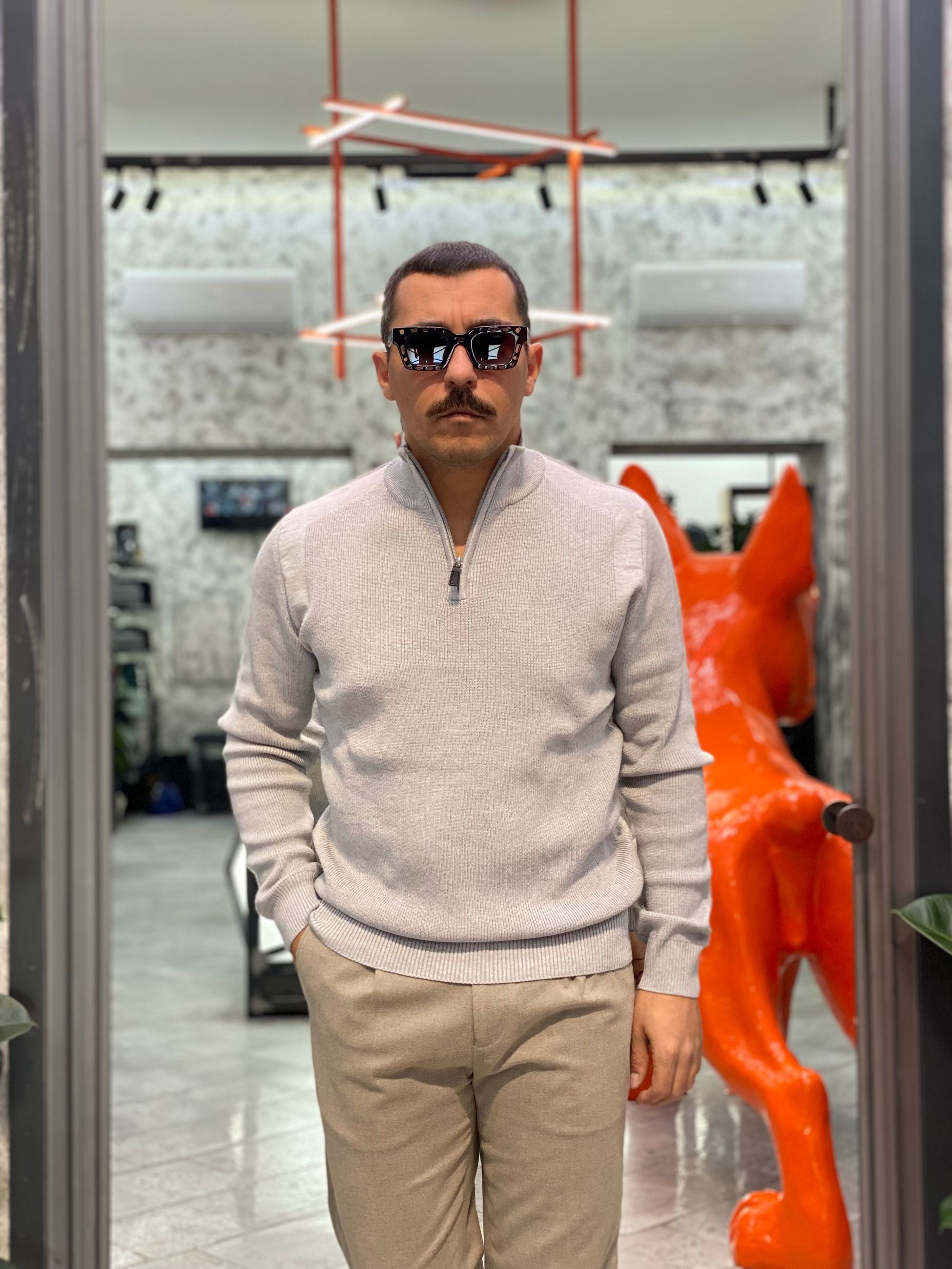 MAGLIA MEZZA ZIP IN MORBIDA VISCOSA - REGULAR FIT M3138SS.GRI