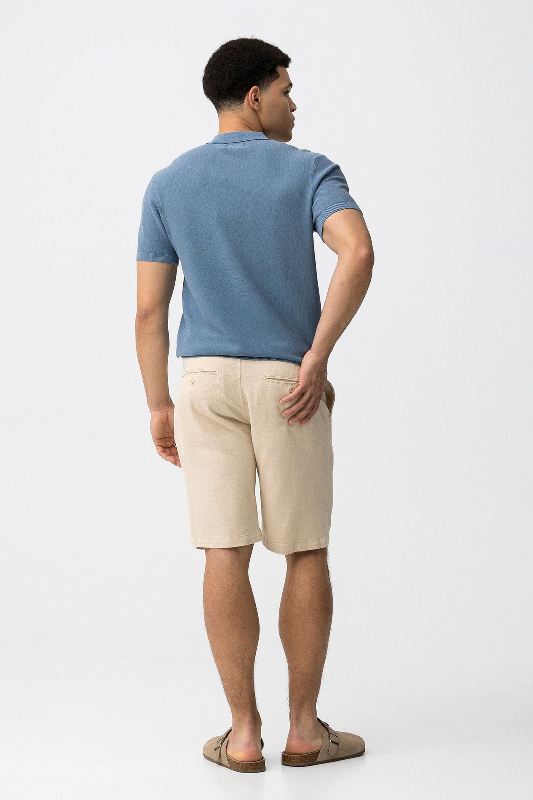 BERMUDA HUDSON IN MISTO LINO/COTONE - REGULAR FIT 10064834.BEI