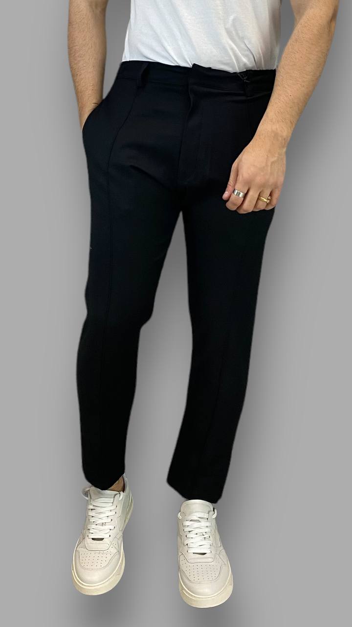 PANTALONI IN VISCOSA CON RIGA CENTRALE E COULISSE SUI FIANCHI - SLIM FIT