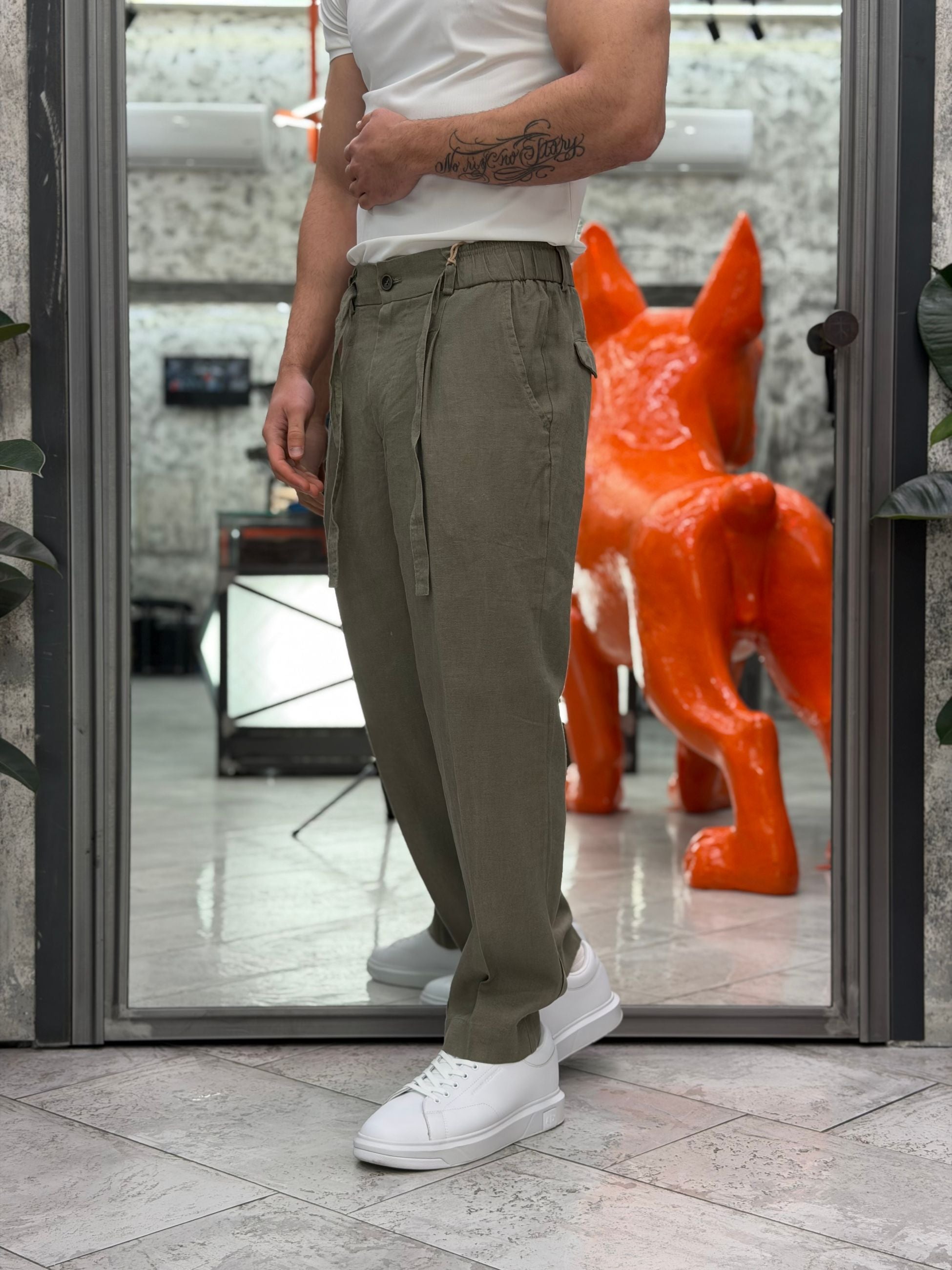 PANTALACCIO IN 100% LINO TASCA AMERICA CON PINCE - REGULAR FIT PSE1527SS.MIL