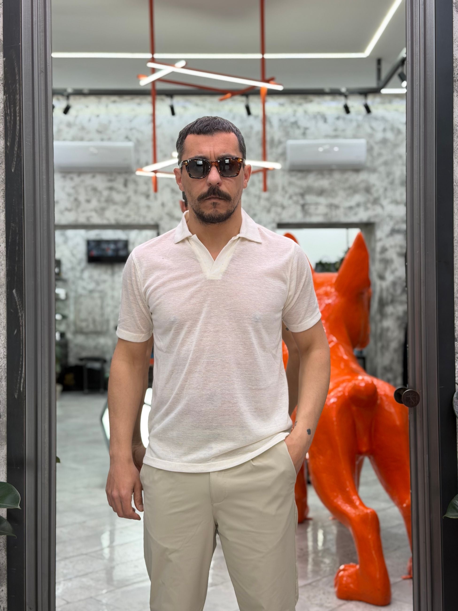 POLO DERBY MANICA CORTA IN MISTO LINO - REGULAR FIT PE3235SS.BEI