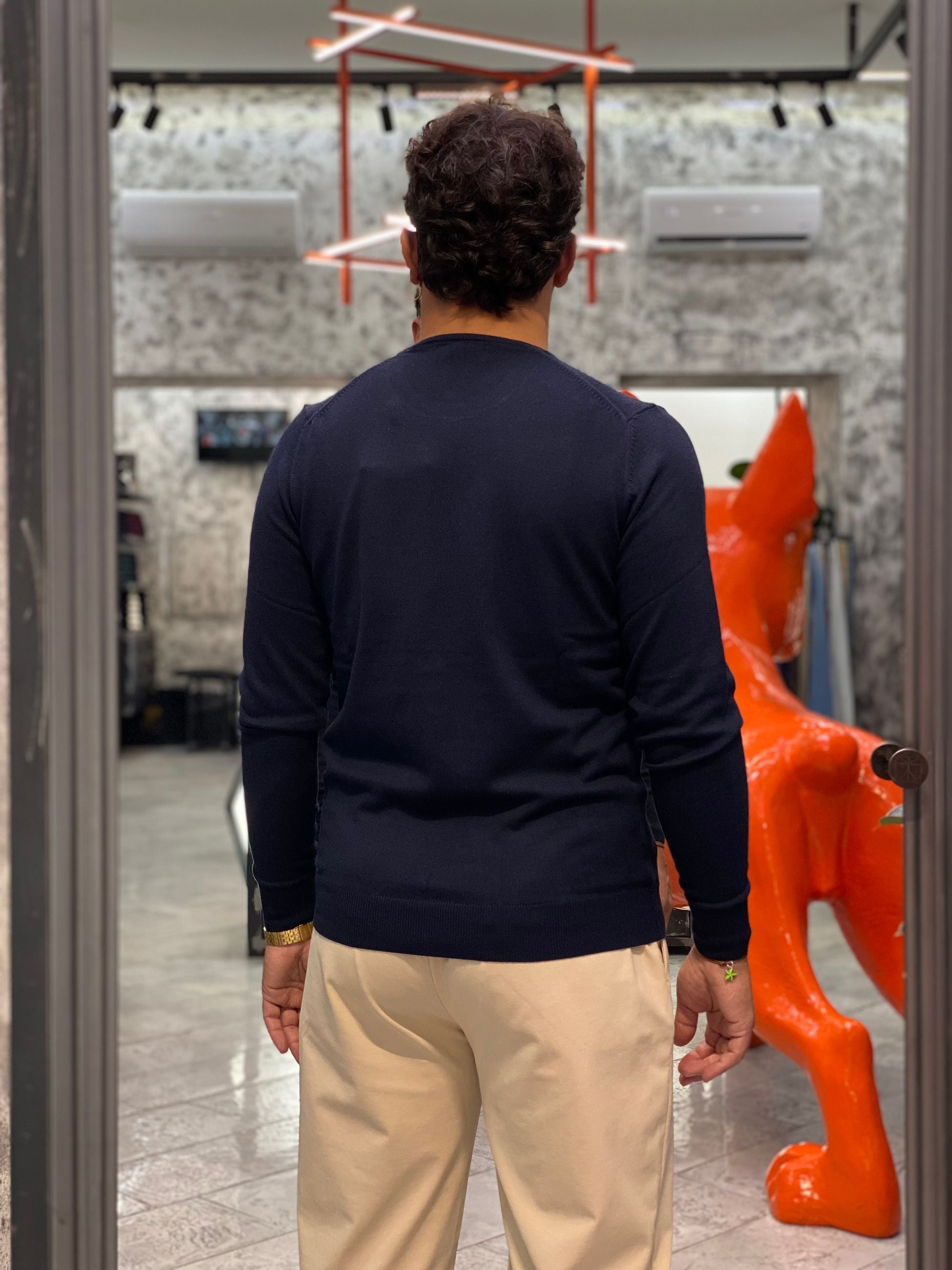 MAGLIA GIROCOLLO FINEZZA 12 IN MISTO CASHMERE - SLIM FIT MK9900113.BLU