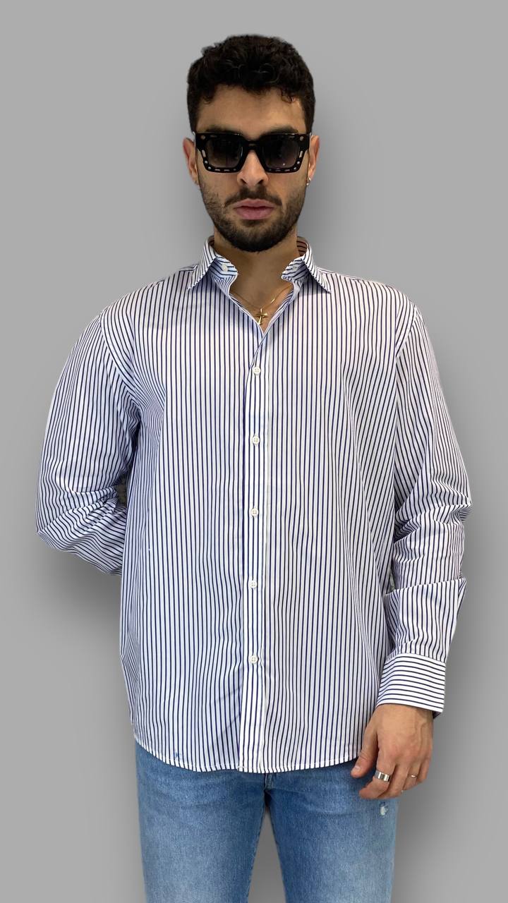 CAMICIA IN COTONE A RIGHE STRETTE - REGULAR FIT