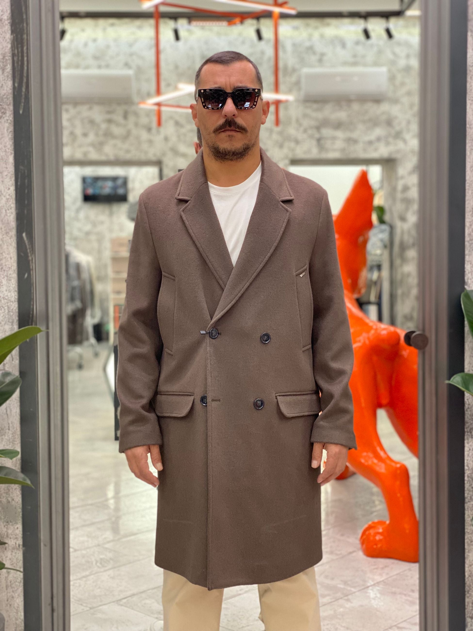 CAPPOTTO DOPPIOPETTO OVERSIZE IN MISTO LANA CON TASCHE A PATTINA - RELAXED FIT GN21798.COR