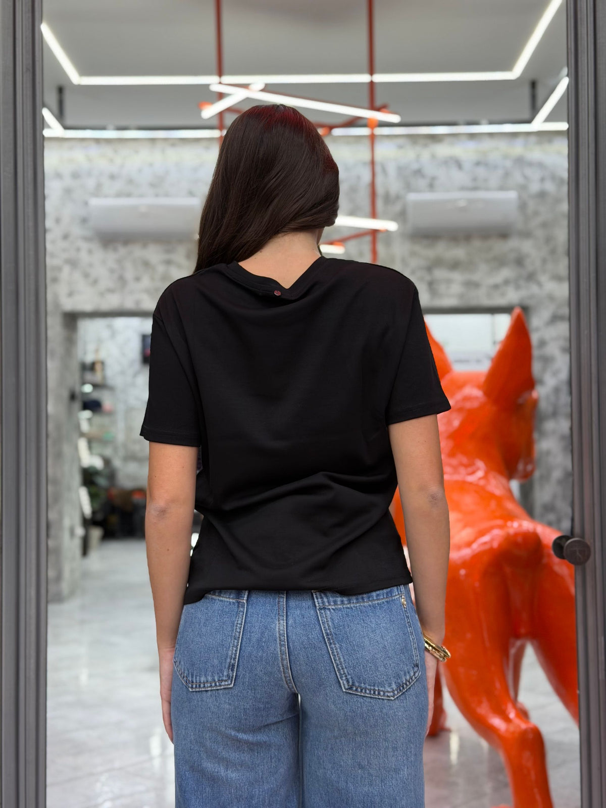 T-SHIRT BASIC IN COTONE ELASTICIZZATO GLD209RX.NER