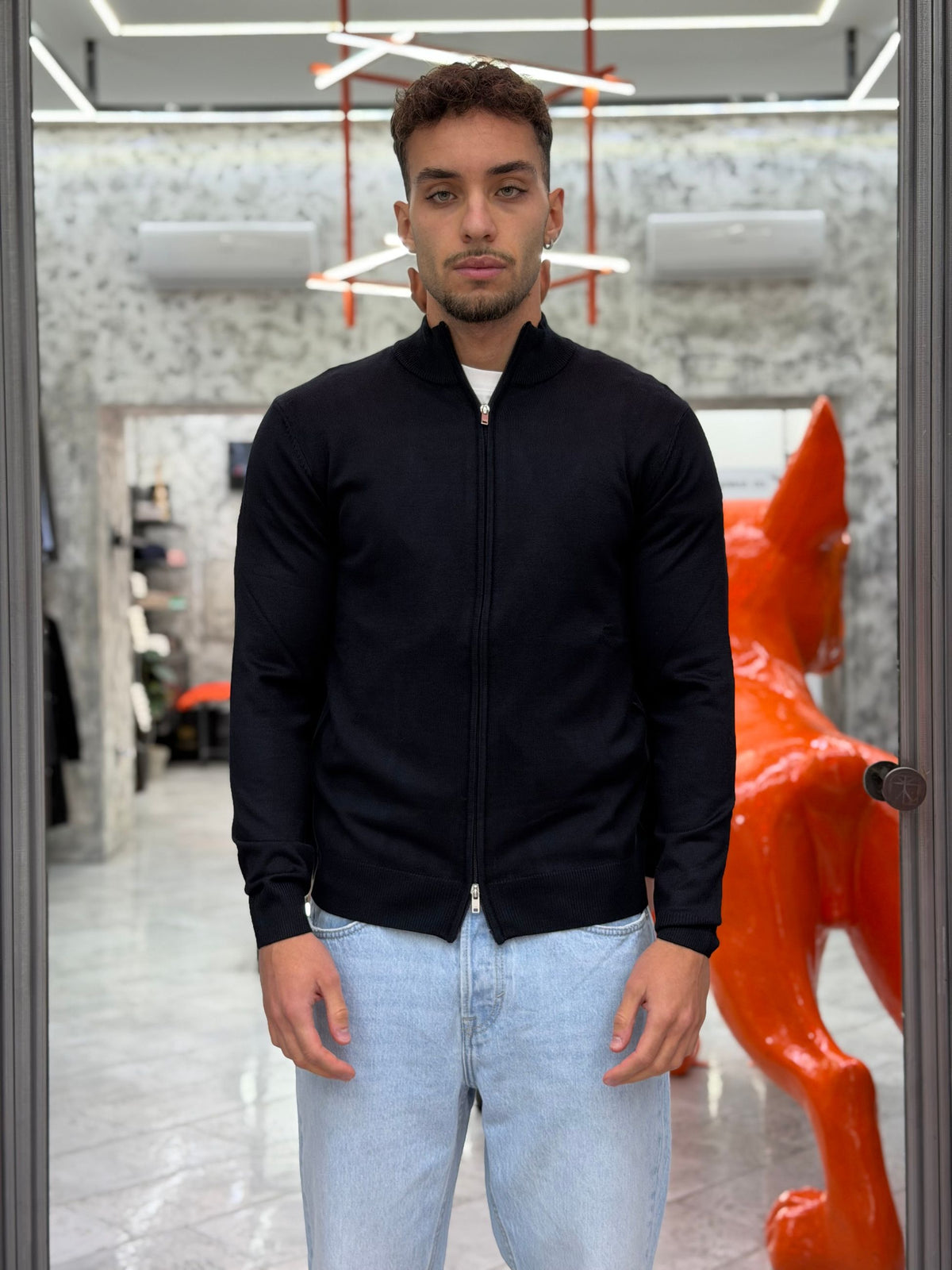 MAGLIA APERTA FULL ZIP BASIC IN MORBIDA VISCOSA - REGULAR FIT MI3370SS.BLU