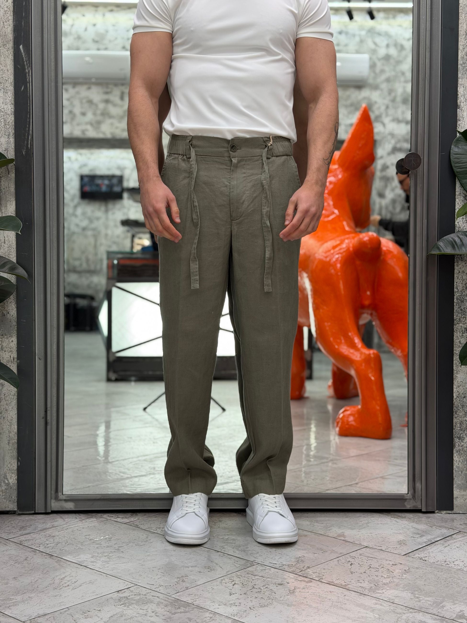 PANTALACCIO IN 100% LINO TASCA AMERICA CON PINCE - REGULAR FIT PSE1527SS.MIL