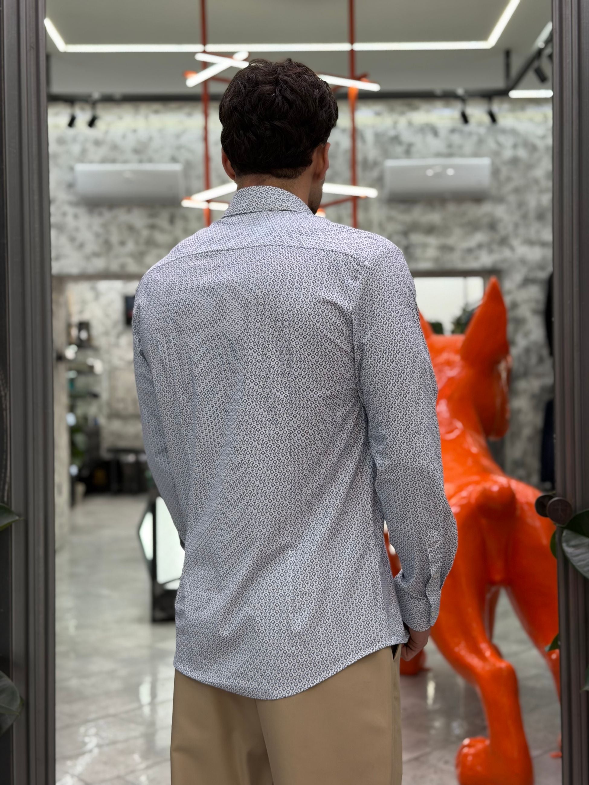 CAMICIA NO STIRO IN TESSUTO PREMIUM ELASTICIZZATO MICRO FANTASIA - REGULAR FIT FIO4160