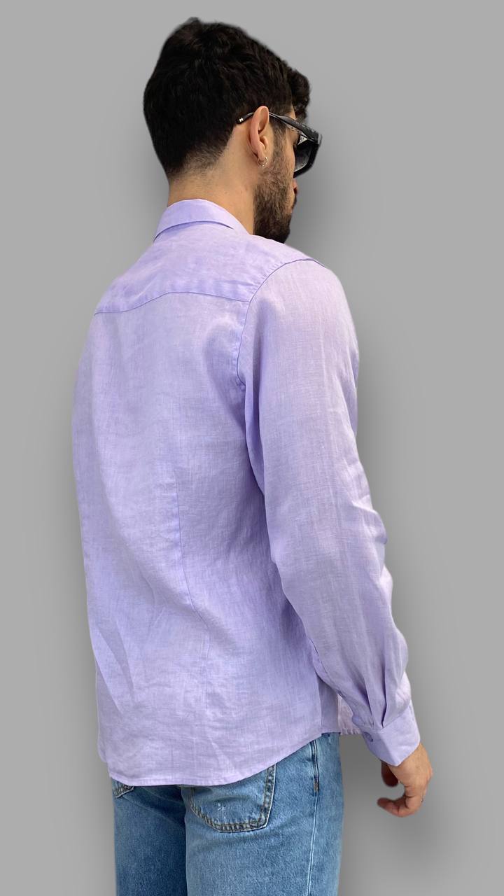 CAMICIA BASIC COLLO ALL'ITALIANA IN 100% LINO - REGULAR FIT / + COLORI