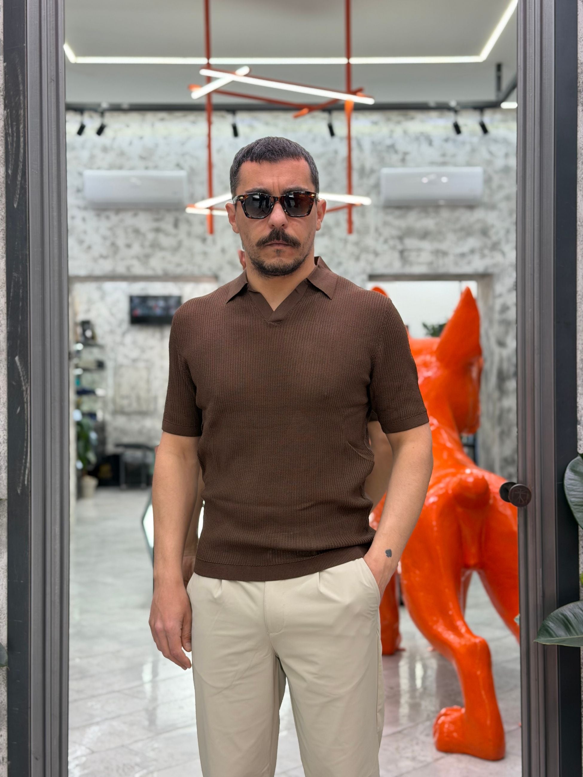 POLO DERBY MANICA CORTA IN MAGLIA LAVORATA - REGULAR FIT ME3203SS.MOK
