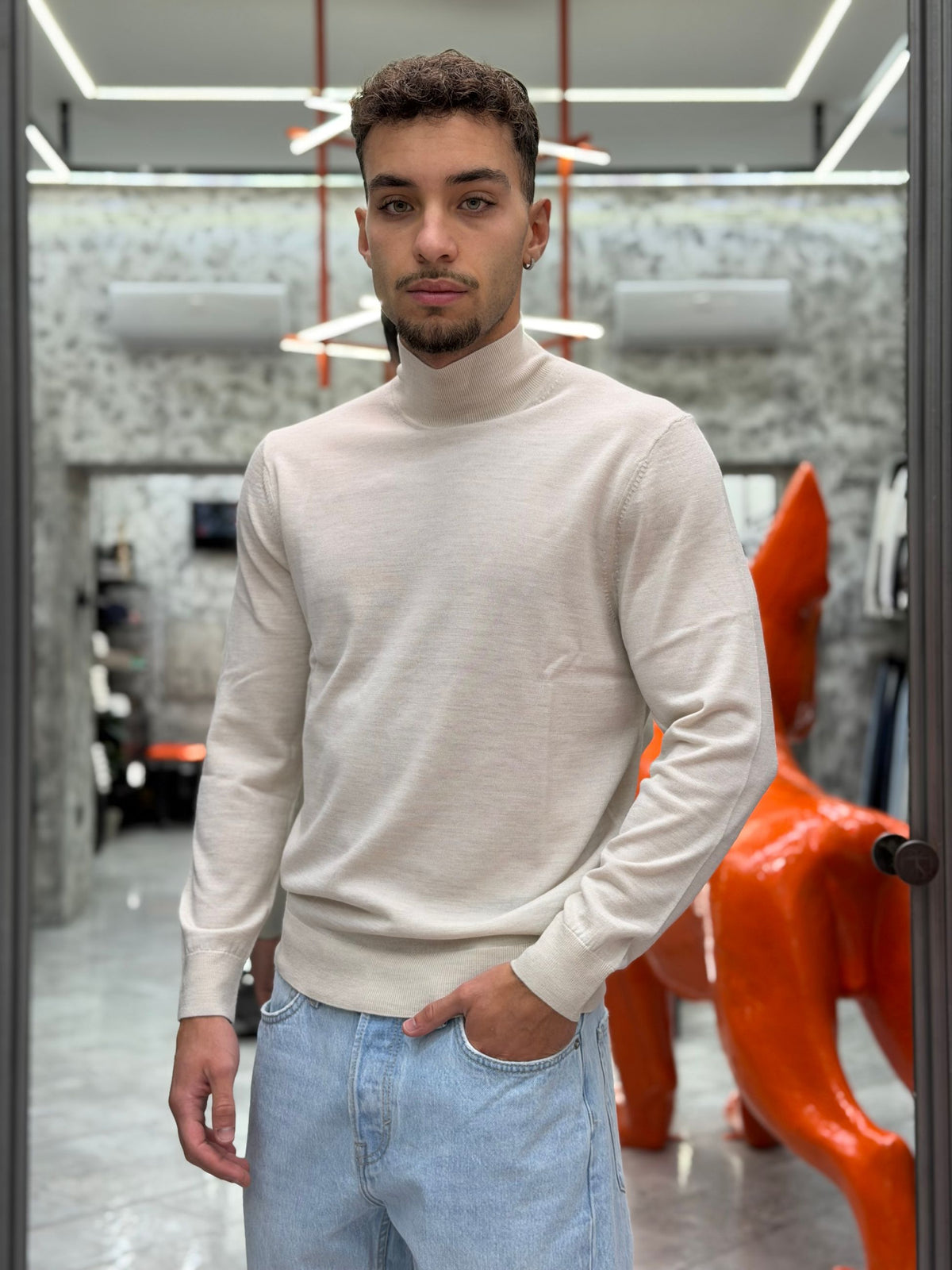 MAGLIA LUPETTO IN 100% LANA MERINO EXTRAFINE - REGULAR FIT MI3483SS.GES