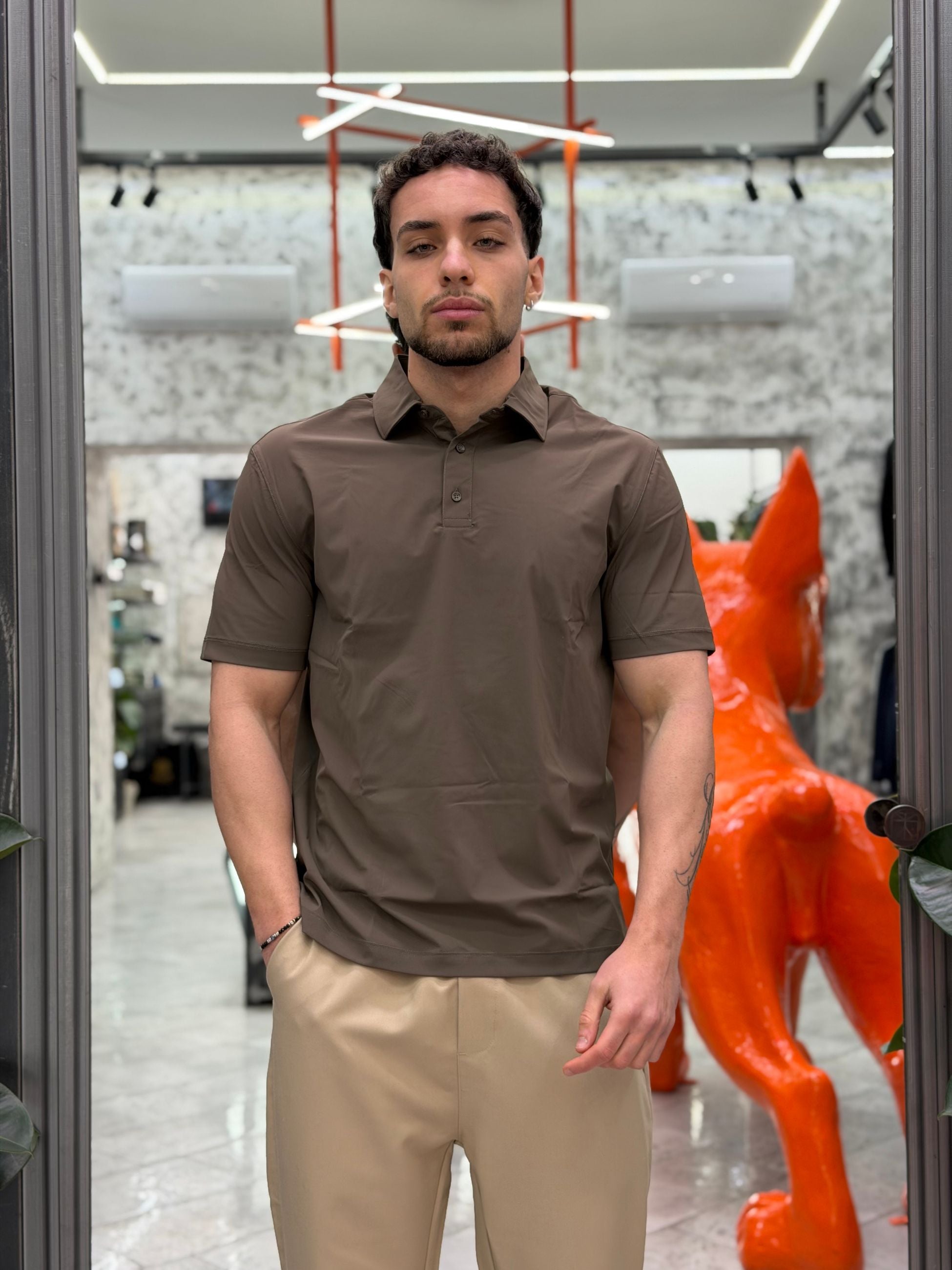 POLO MANICA CORTA IN TESSUTO TECNICO NO STIRO ELASTICIZZATO 26S12PO NEU6.MOR