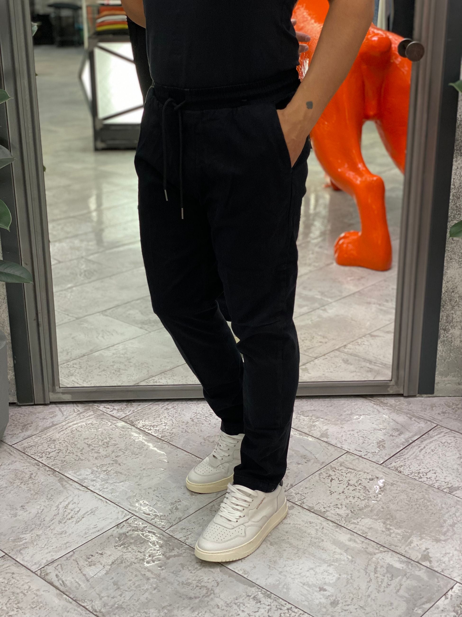 PANTALACCIO LEONARD IN CALDO COTONE ELASTICIZZATO CON COULISSE IN VITA - REGULAR FIT GL5109BD-F25.NER