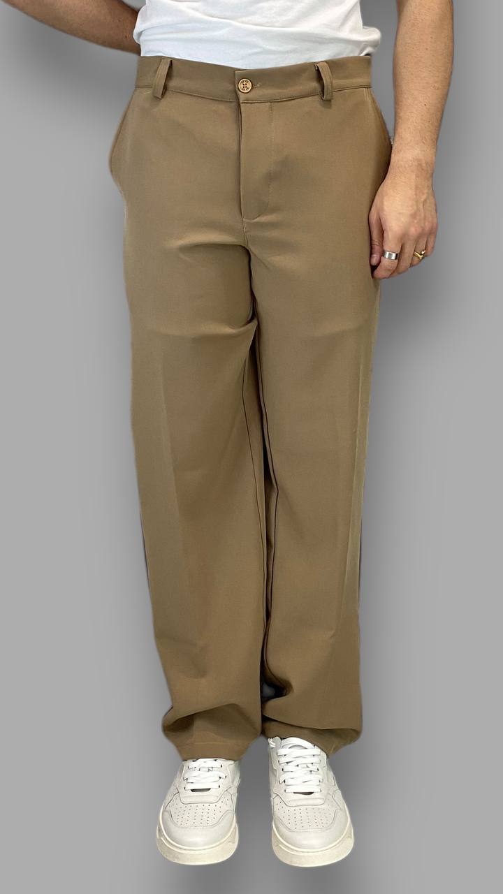 PANTALONE TASCA AMERICA FONDO AMPIO IN TESSUTO ELEGANTE - RELAXED FIT