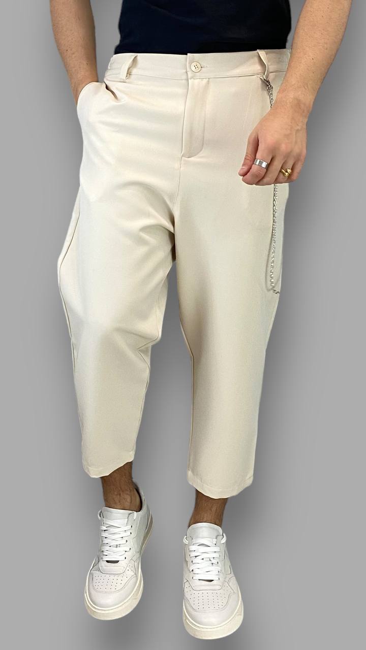 PANTALONE IN TESSUTO ELEGANTE MODELLO JAPAN CON ACCESSORIO CATENA REMOVIBILE - RELAXED FIT