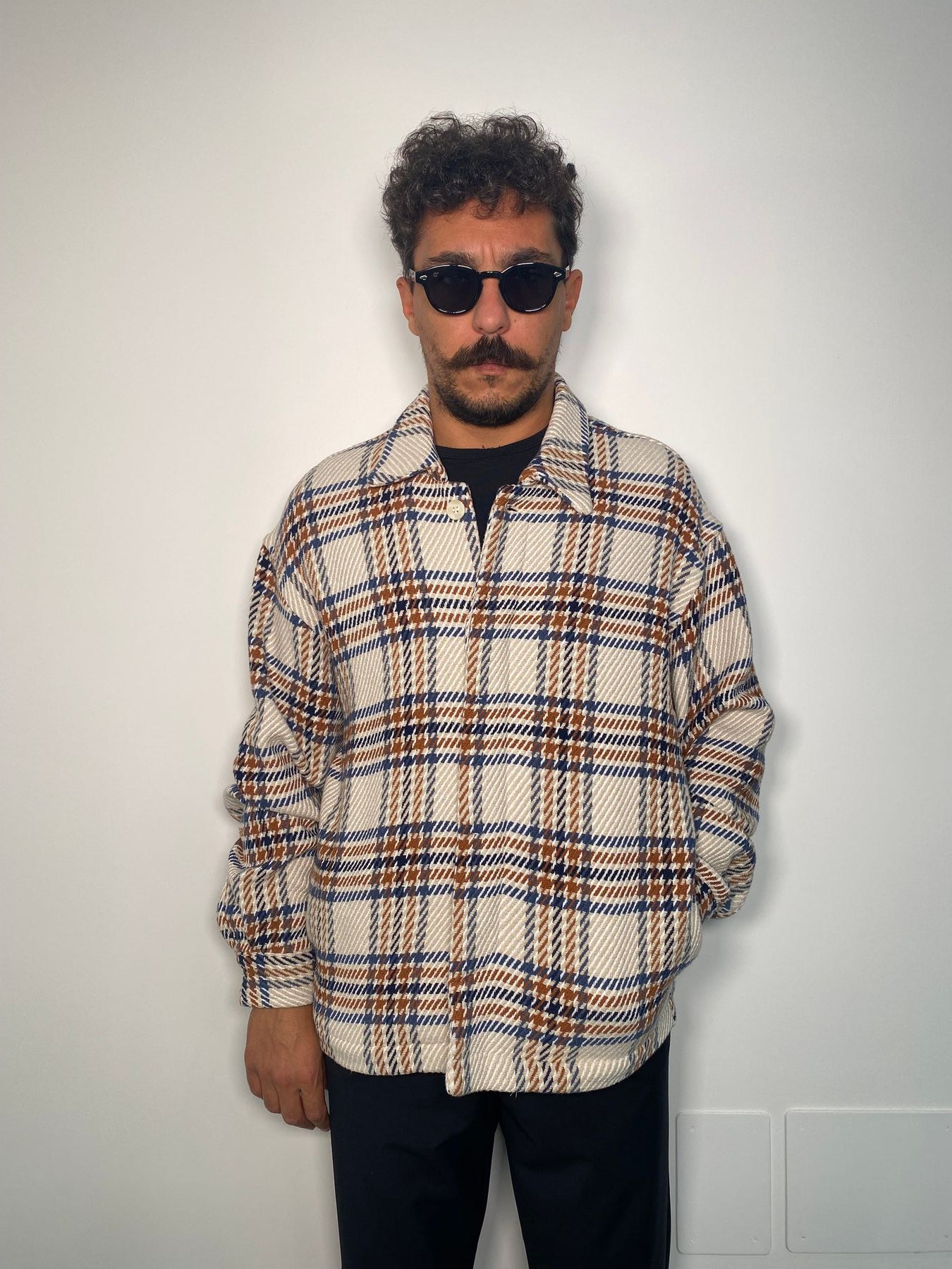 OVERSHIRT IN MISTO LANA CON TRAMA PRINCIPE DI GALLES - OVERSIZE FIT