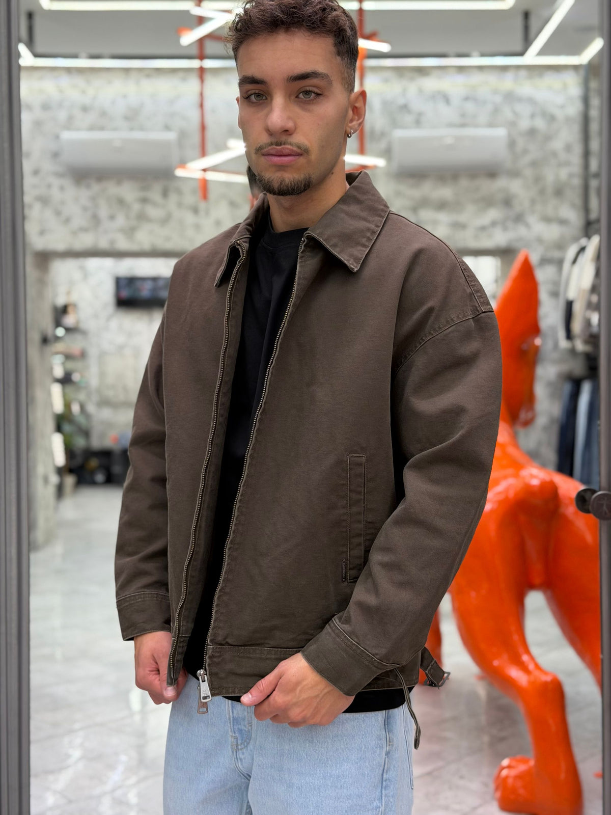 OVERJACKET IN DENIM COLLO CAMICIA CON TASCHE A FILO E CHIUSURA ZIP - RELAXED FIT GL2541YH-F26.COF
