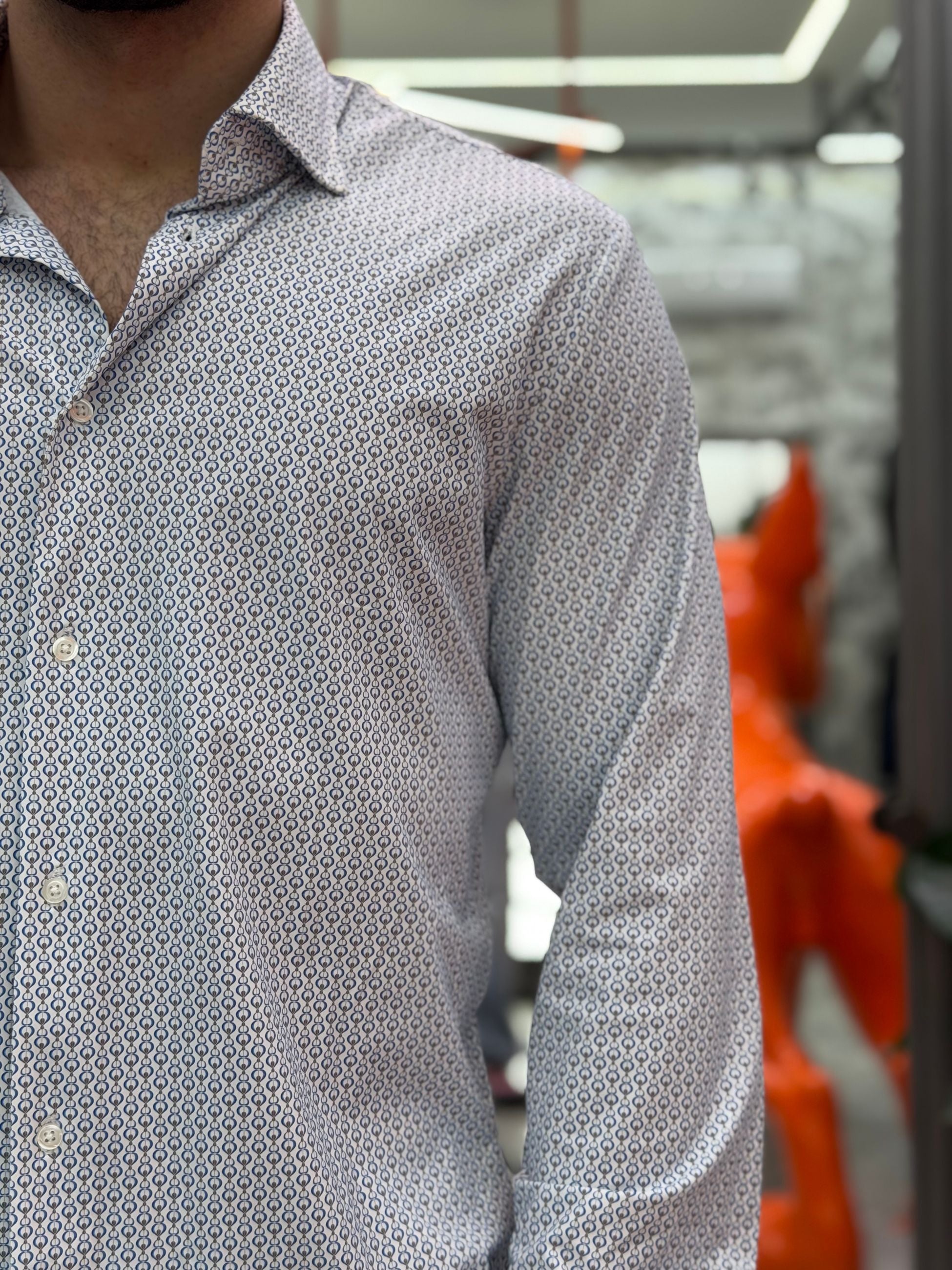 CAMICIA NO STIRO IN TESSUTO PREMIUM ELASTICIZZATO MICRO FANTASIA - REGULAR FIT FIO4160