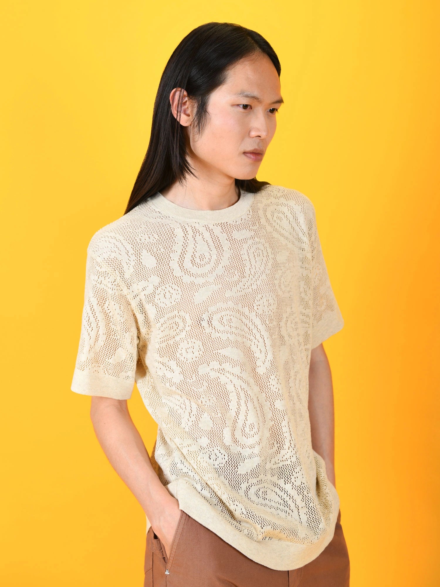 T-SHIRT CROCHET IN MISTO COTONE FANTASIA PAISLEY - REGULAR FIT M-261017.AVO