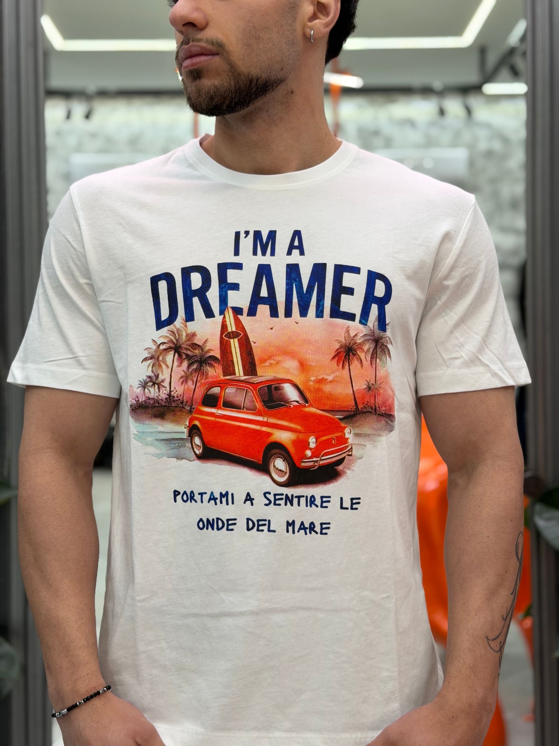 T-SHIRT IN 100% COTONE CON STAMPA 500 "I'M A DREAMER" - REGULAR FIT 26S40TG