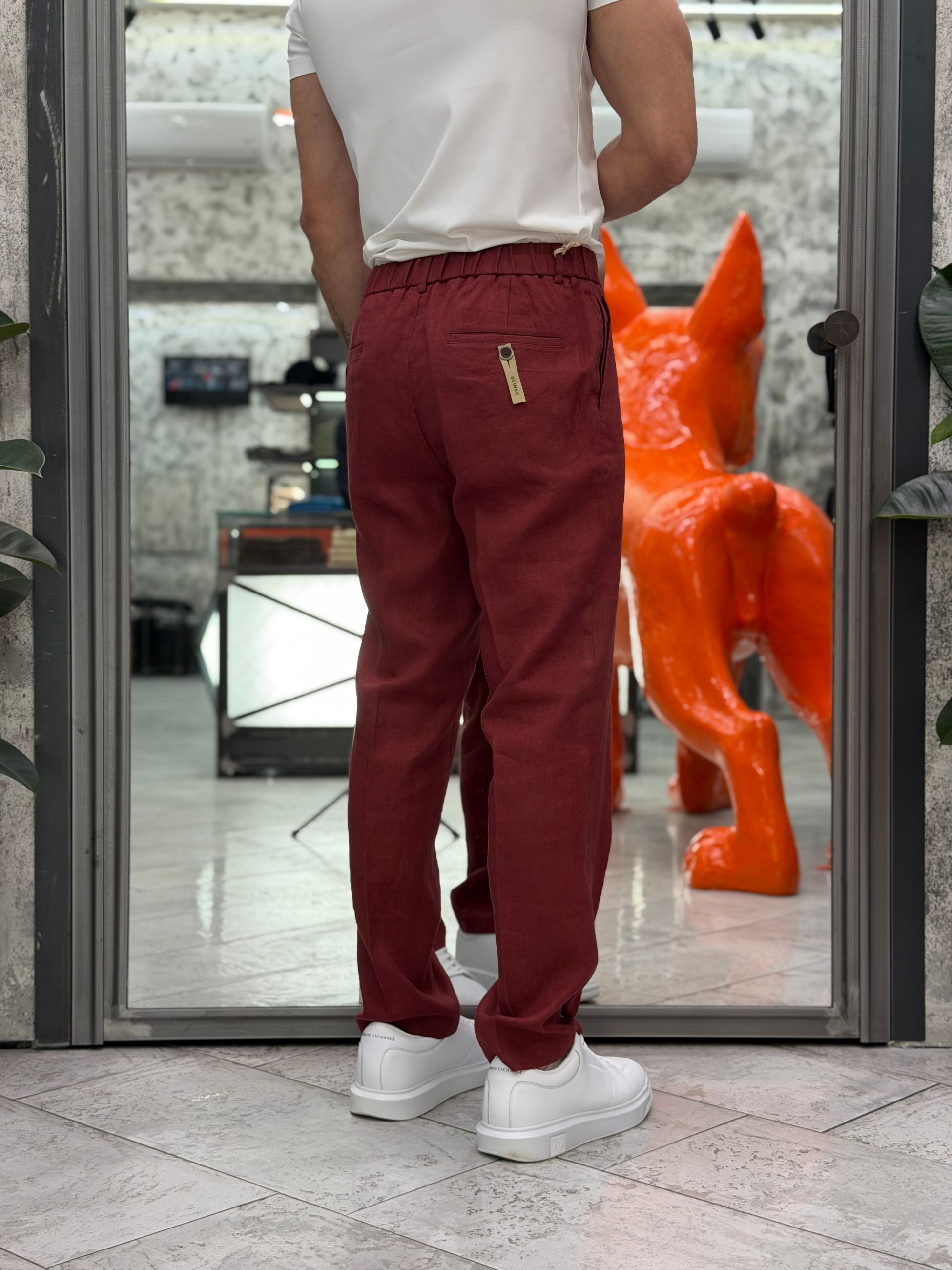 PANTALONE IN 100% LINO TASCA AMERICA CON COULISSE IN VITA - REGULAR FIT PSE1502SS.TER