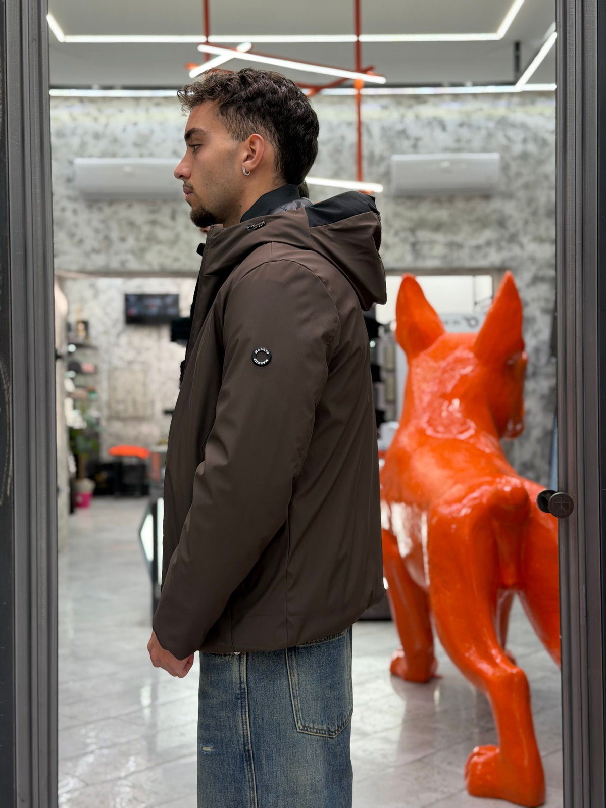 PARKA CORTO CON CAPPUCCIO IN TESSUTO TECNICO WATERPROOF & WINDPROOF - REGULAR FIT MK24006.MOR