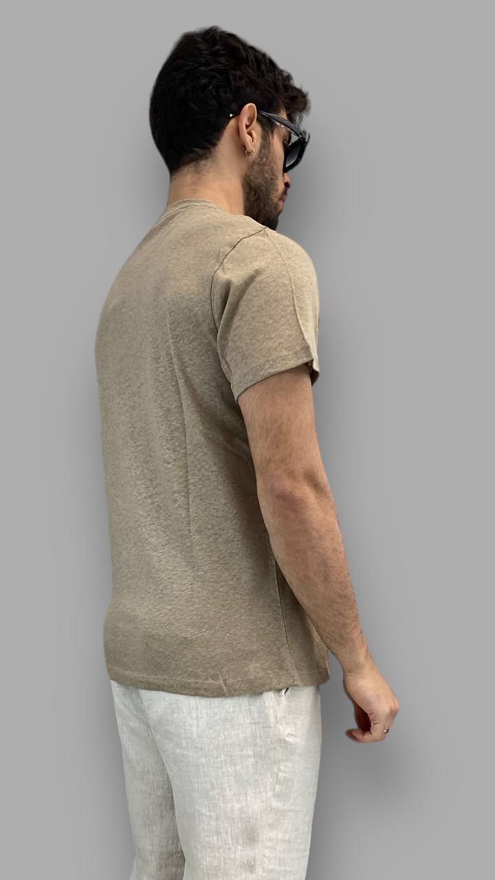 T-SHIRT BASIC IN MISTO COTONE/LINO - REGULAR FIT