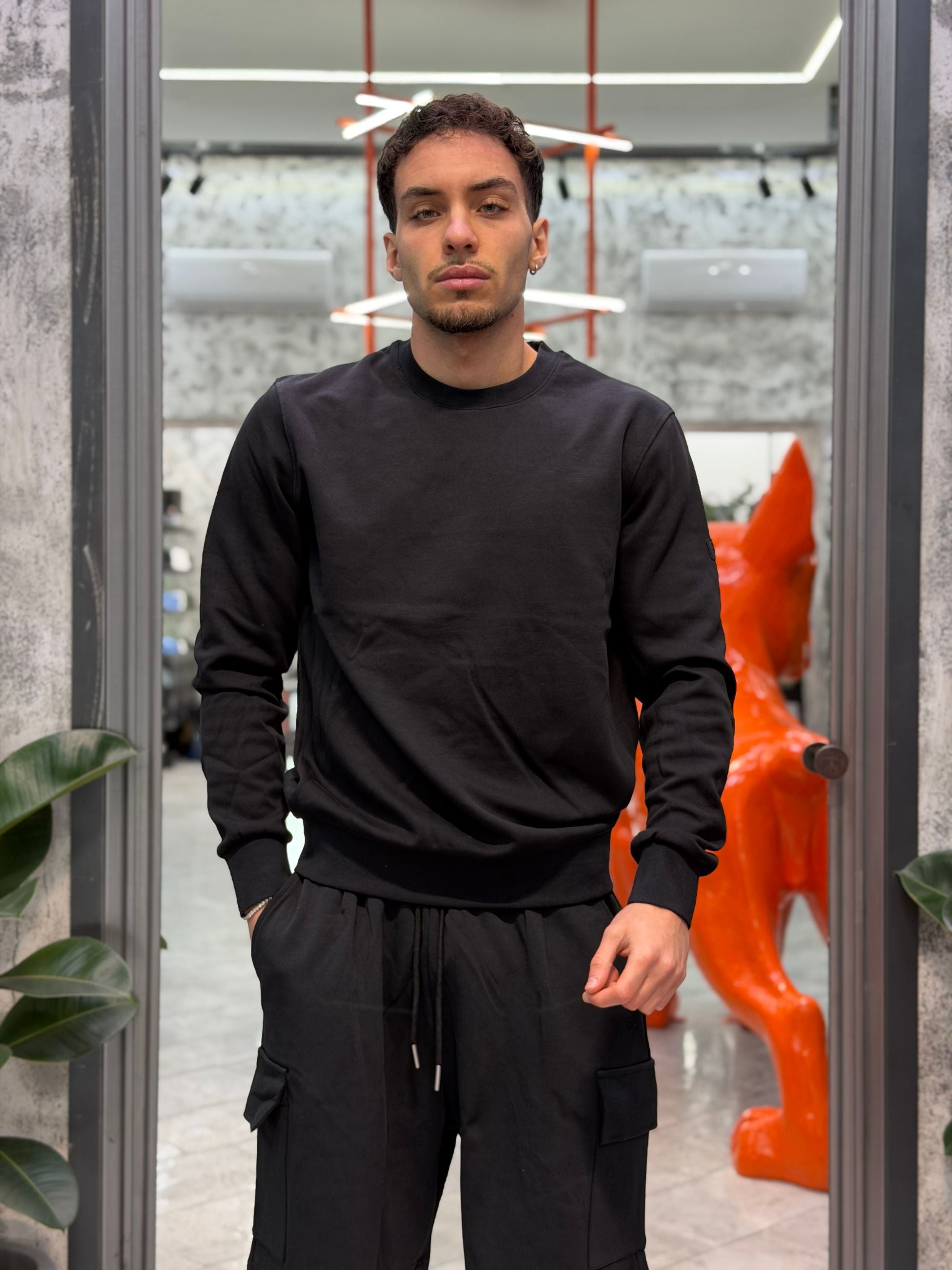 FELPA GIROCOLLO BASIC IN COTONE GARZATO - REGULAR FIT GL3001X-S26.NER