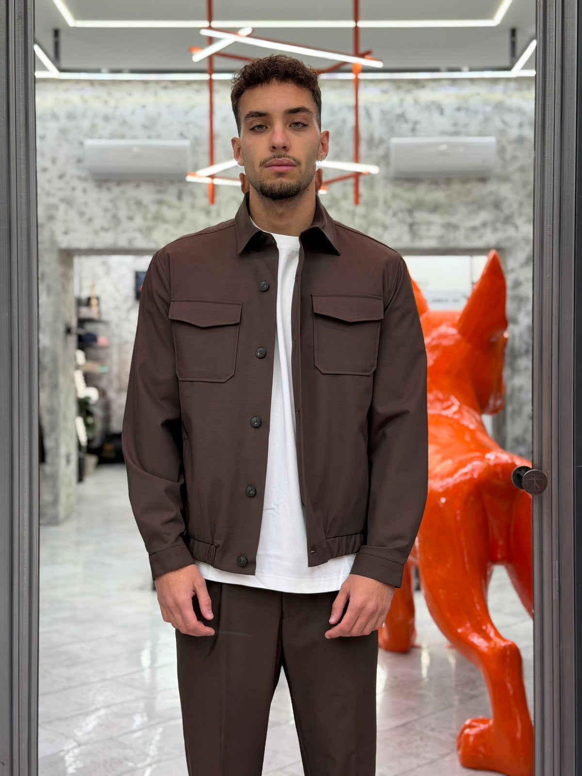 OVERJACKET IN TESSUTO ELEGANTE CON TASCHE A TOPPA E TRAPUNTA ALL'INTERNO - REGULAR FIT GBI1156SS.MOR