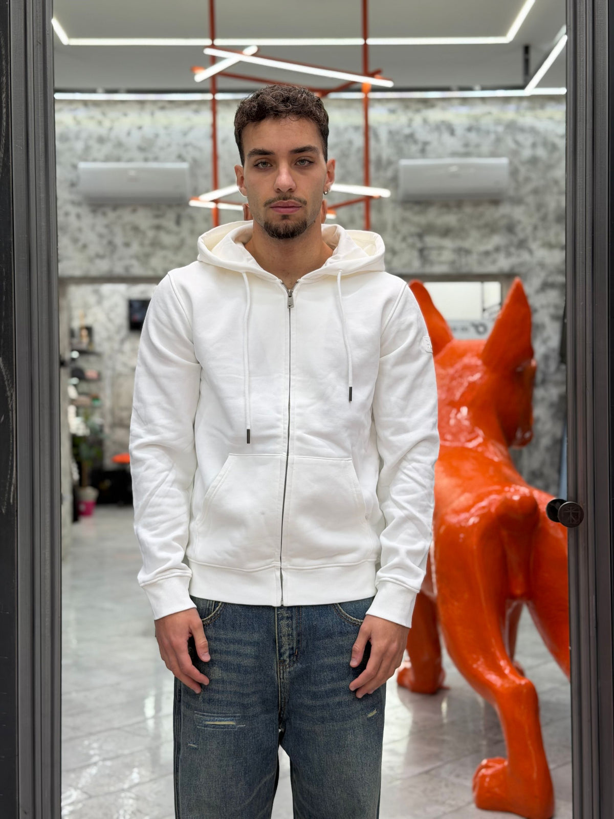 FELPA APERTA CON ZIP E CAPPUCCIO  - REGULAR FIT GL2243F-F26.BIA